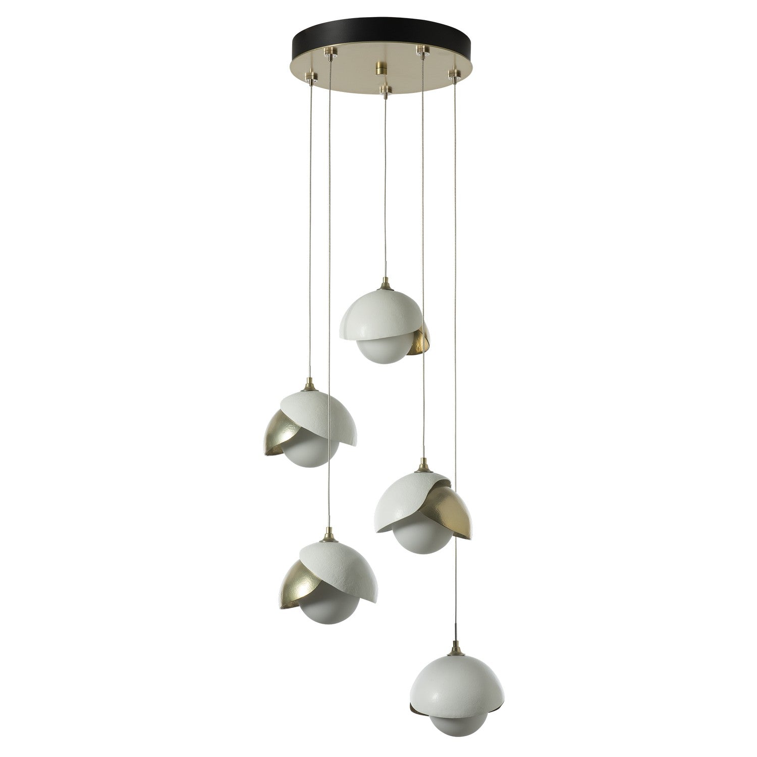 Hubbardton Forge - 131125-SKT-STND-86-02-GG0711 - Brooklyn 5-Light Double Shade Pendant - Brooklyn - Modern Brass