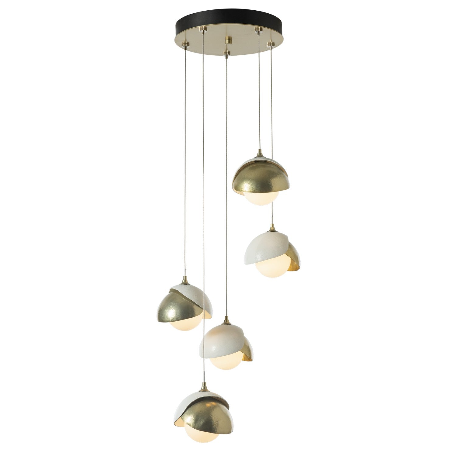 Hubbardton Forge - 131125-SKT-STND-86-02-GG0711 - Brooklyn 5-Light Double Shade Pendant - Brooklyn - Modern Brass