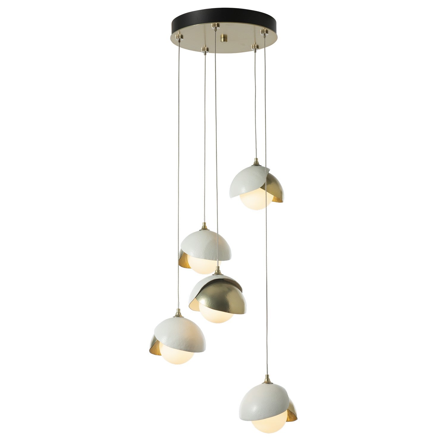 Hubbardton Forge - 131125-SKT-STND-86-02-GG0711 - Brooklyn 5-Light Double Shade Pendant - Brooklyn - Modern Brass
