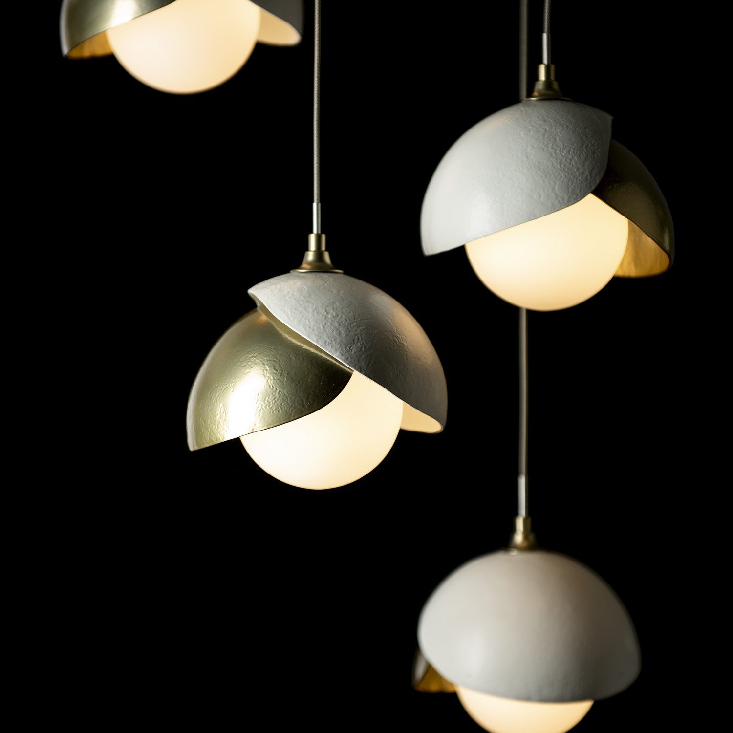 Hubbardton Forge - 131125-SKT-STND-86-02-GG0711 - Brooklyn 5-Light Double Shade Pendant - Brooklyn - Modern Brass