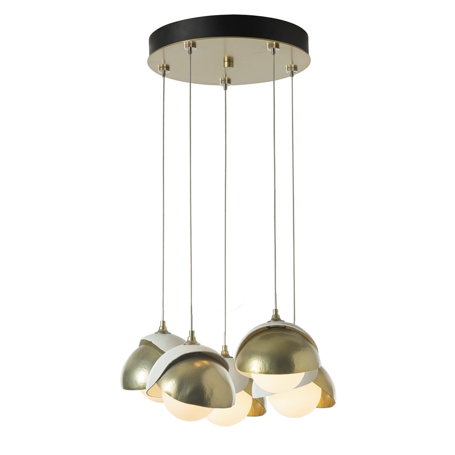 Hubbardton Forge - 131125-SKT-STND-86-02-GG0711 - Brooklyn 5-Light Double Shade Pendant - Brooklyn - Modern Brass