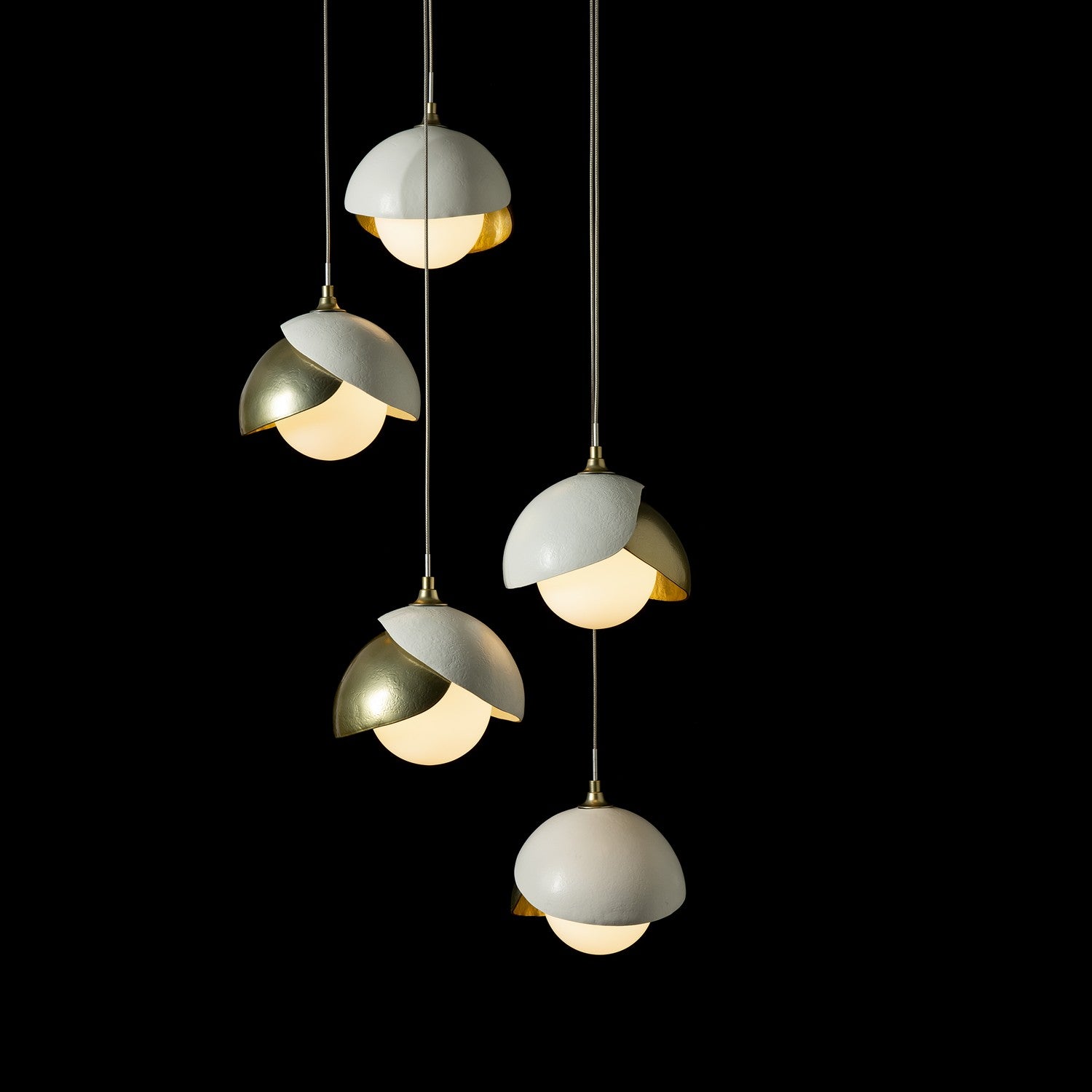 Hubbardton Forge - 131125-SKT-STND-86-02-GG0711 - Brooklyn 5-Light Double Shade Pendant - Brooklyn - Modern Brass