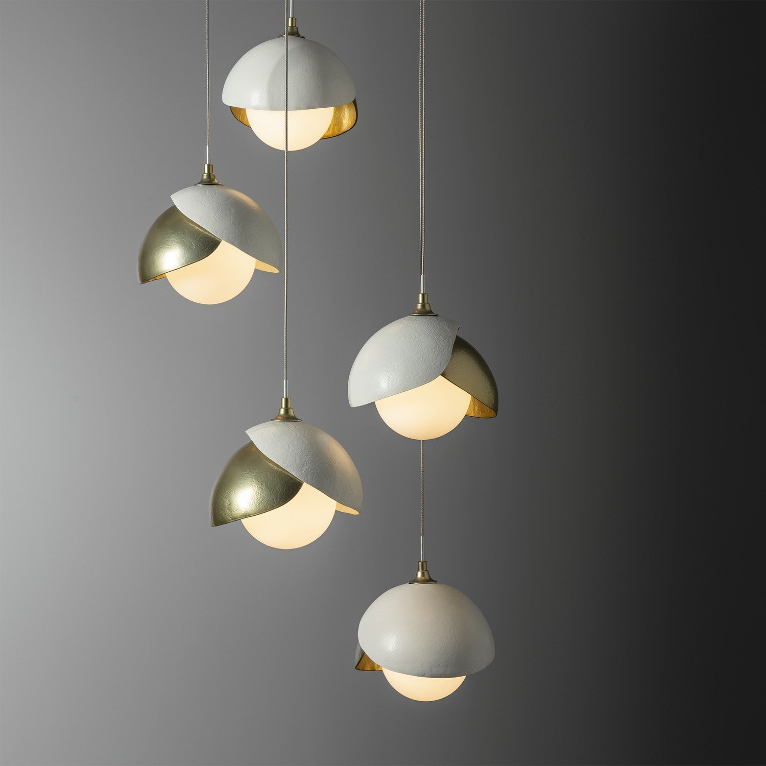 Hubbardton Forge - 131125-SKT-STND-86-02-GG0711 - Brooklyn 5-Light Double Shade Pendant - Brooklyn - Modern Brass