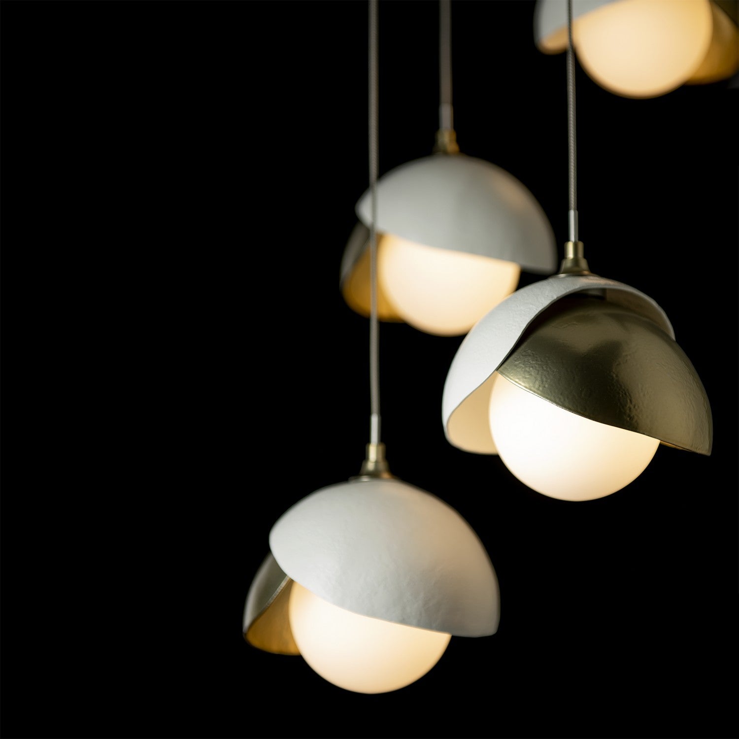 Hubbardton Forge - 131125-SKT-STND-86-02-GG0711 - Brooklyn 5-Light Double Shade Pendant - Brooklyn - Modern Brass