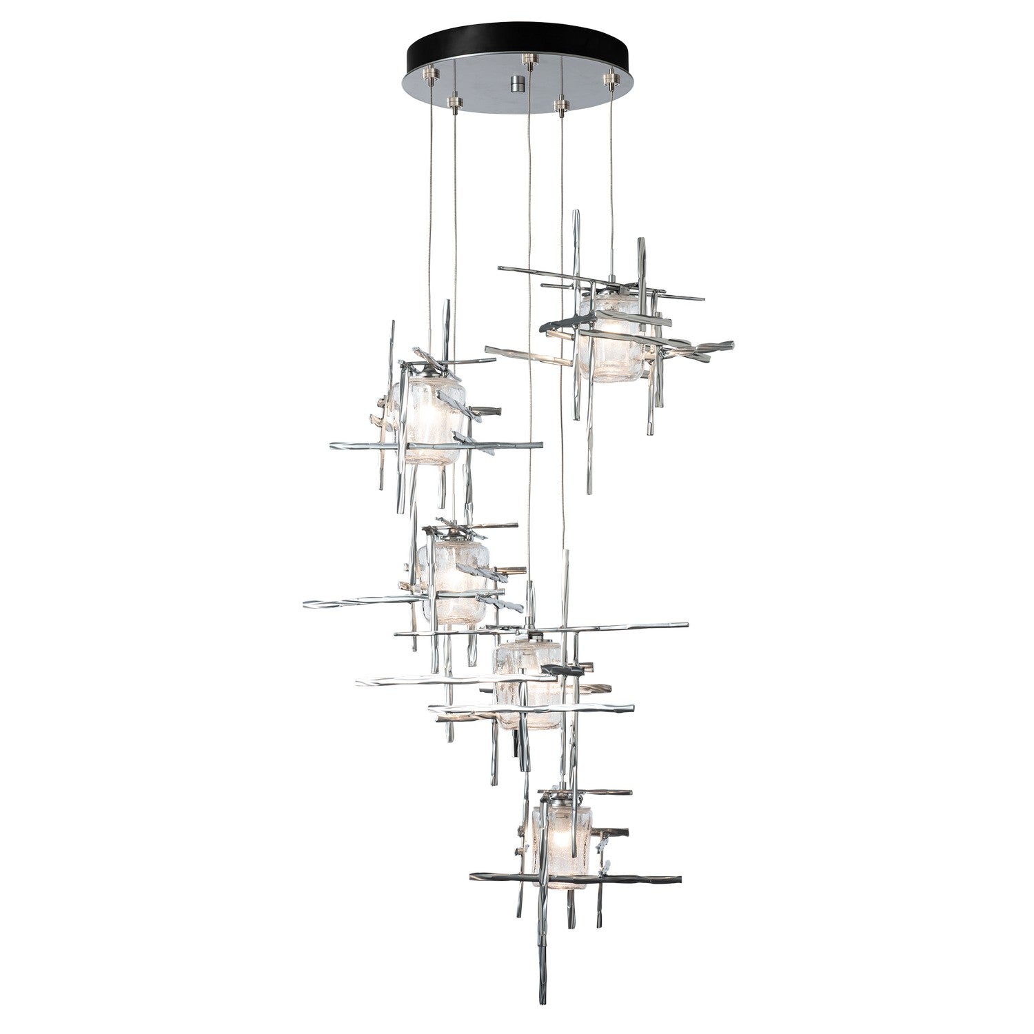 Hubbardton Forge - 131126-SKT-LONG-85-II0728 - Tura 5-Light Seeded Glass Pendant - Tura - Sterling