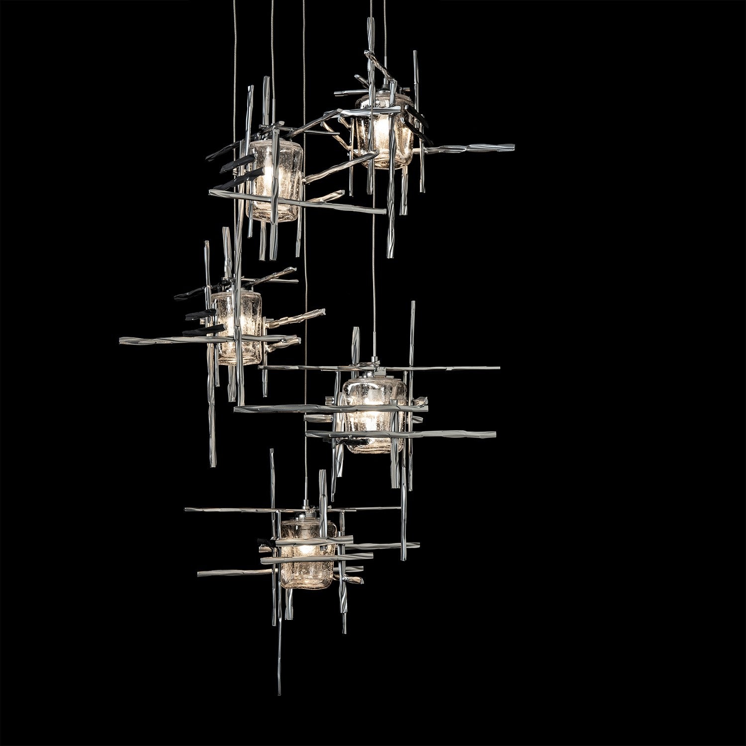 Hubbardton Forge - 131126-SKT-LONG-85-II0728 - Tura 5-Light Seeded Glass Pendant - Tura - Sterling