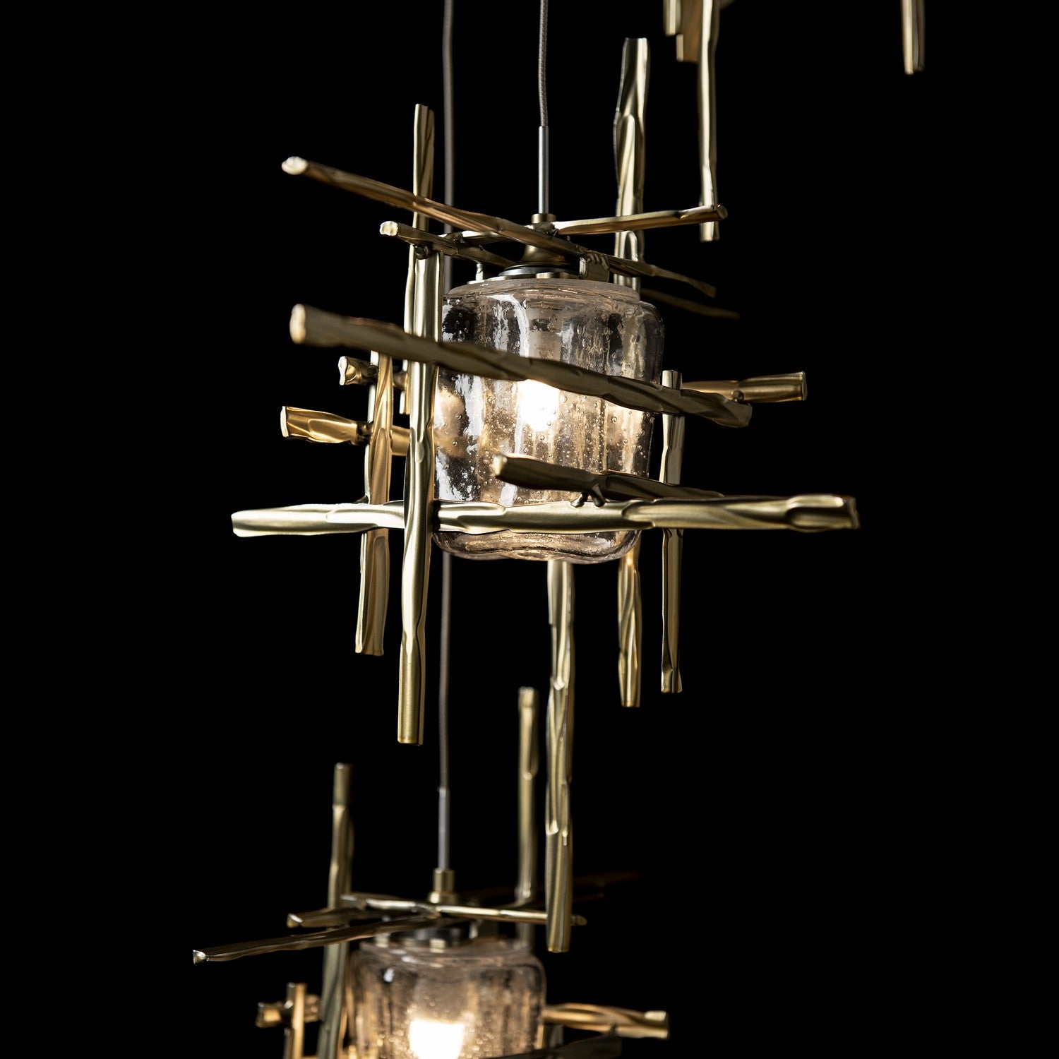 Hubbardton Forge - 131126-SKT-LONG-86-II0728 - Tura 5-Light Seeded Glass Pendant - Tura - Modern Brass