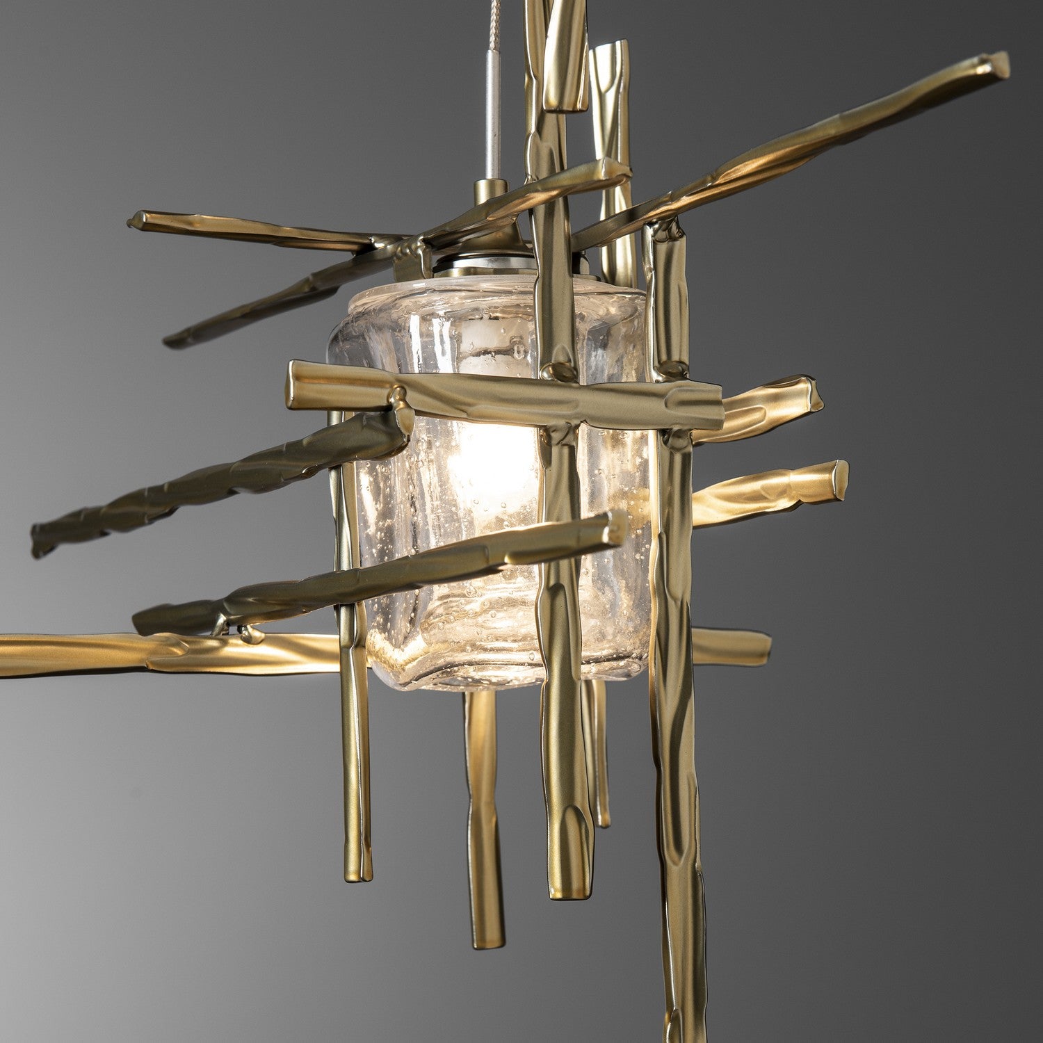 Hubbardton Forge - 131126-SKT-LONG-86-II0728 - Tura 5-Light Seeded Glass Pendant - Tura - Modern Brass
