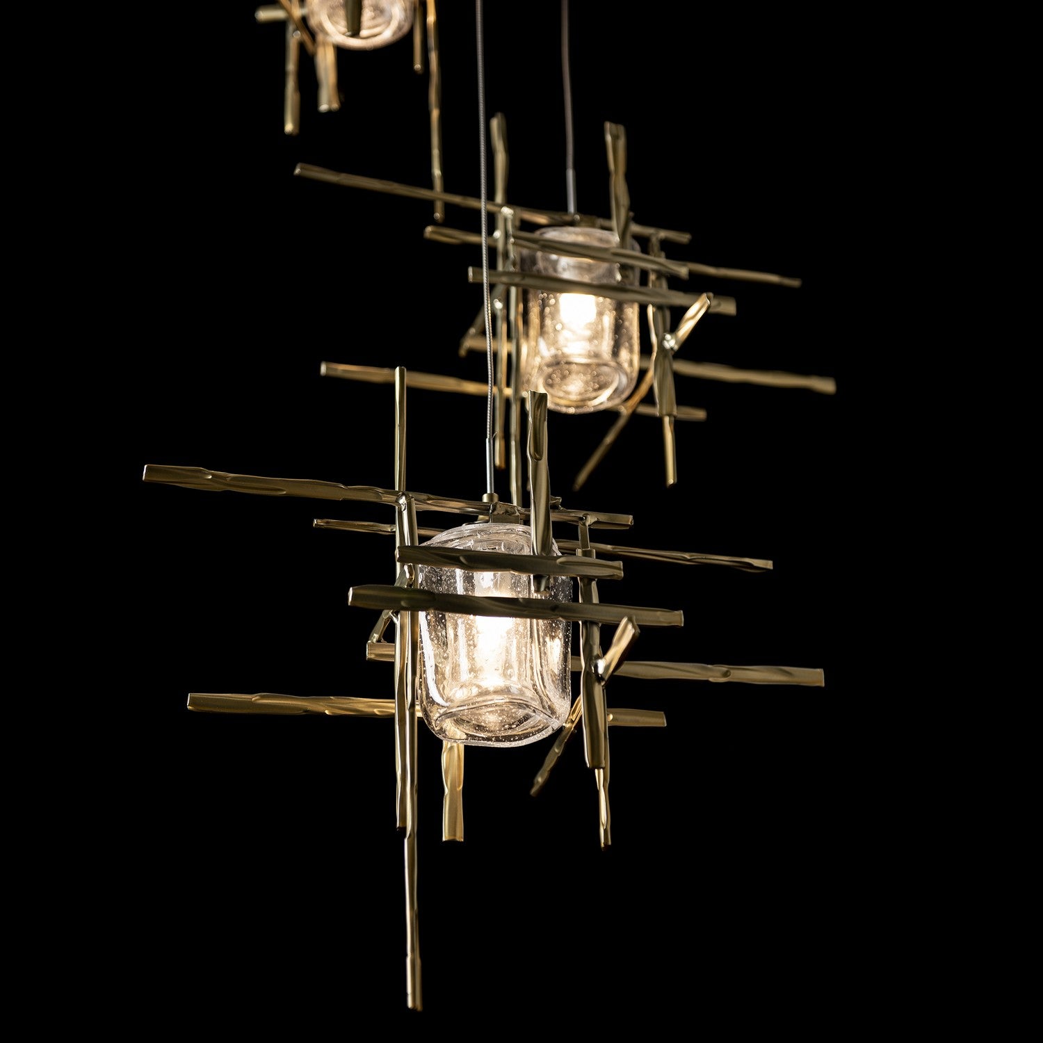 Hubbardton Forge - 131126-SKT-LONG-86-II0728 - Tura 5-Light Seeded Glass Pendant - Tura - Modern Brass