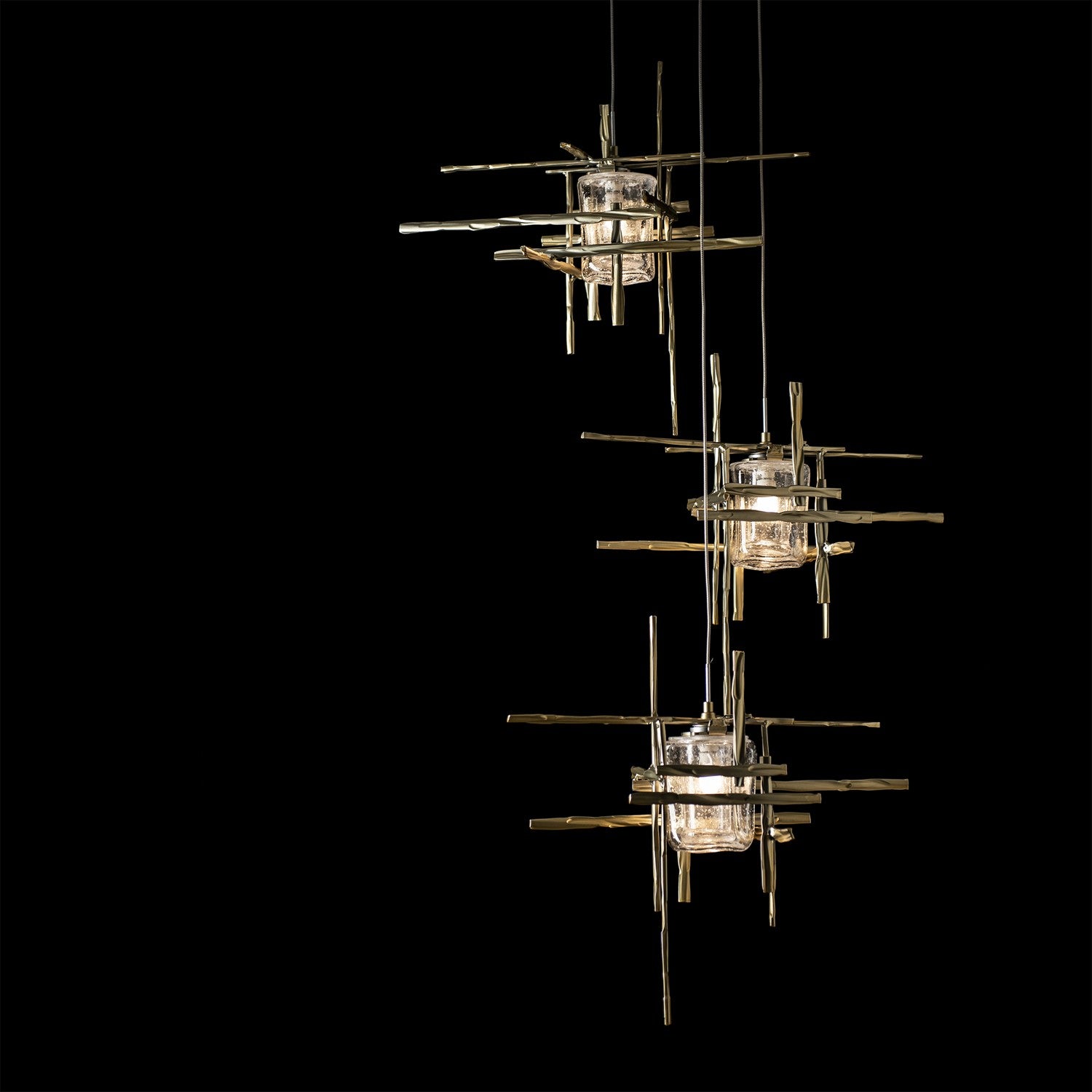 Hubbardton Forge - 131126-SKT-LONG-86-II0728 - Tura 5-Light Seeded Glass Pendant - Tura - Modern Brass