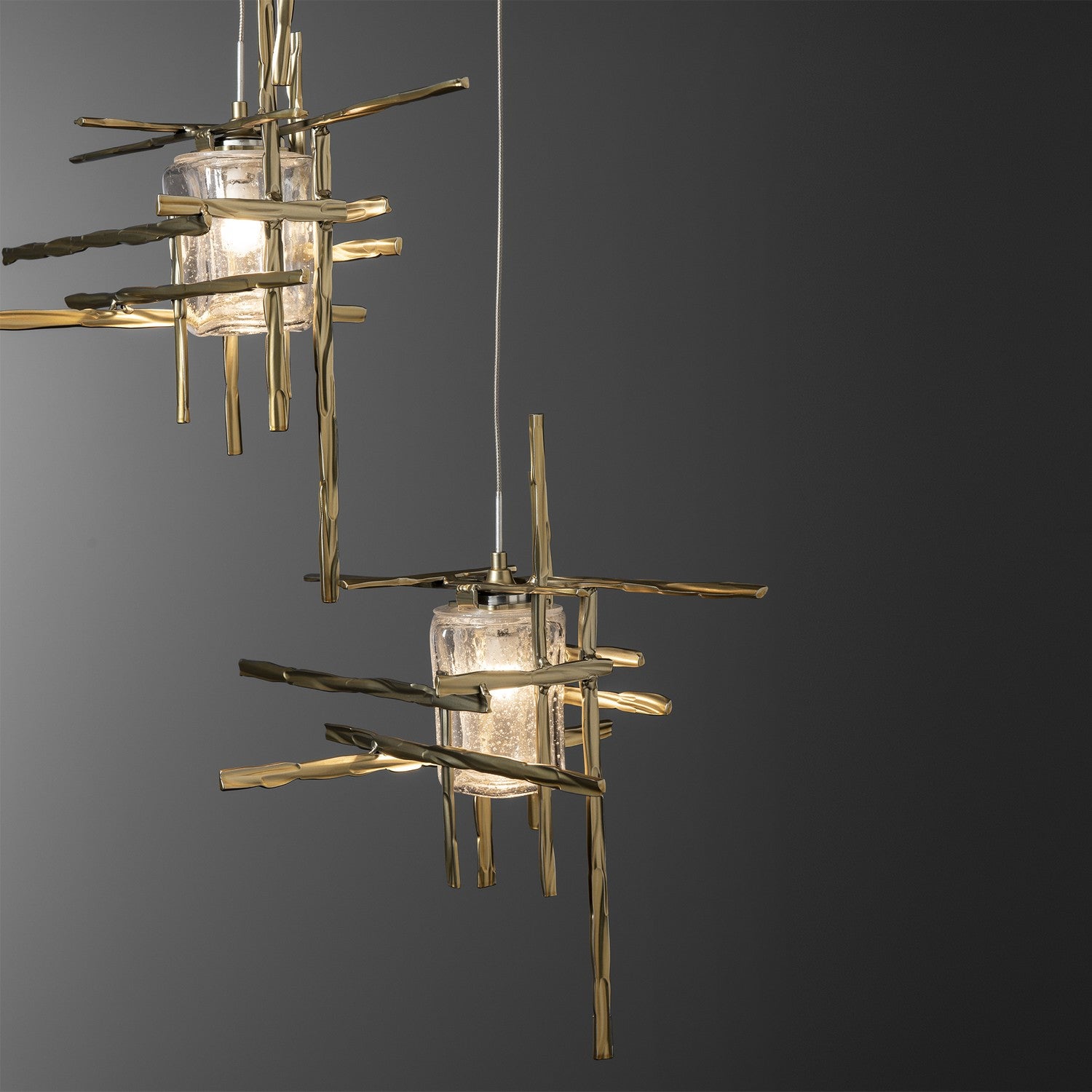 Hubbardton Forge - 131126-SKT-LONG-86-II0728 - Tura 5-Light Seeded Glass Pendant - Tura - Modern Brass
