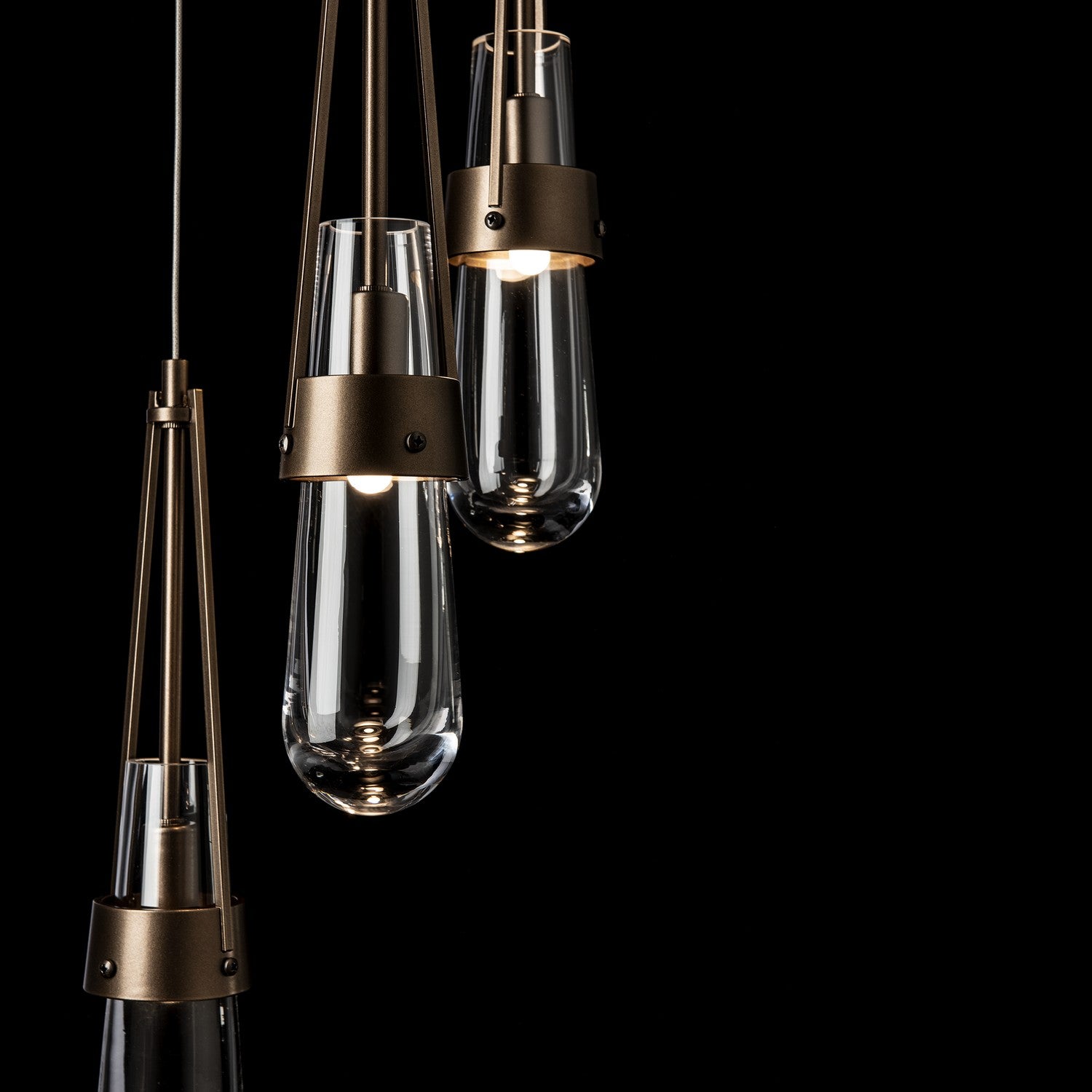 Hubbardton Forge - 131127-SKT-LONG-05-ZM0434 - Link 5-Light Clear Glass Pendant - Link - Bronze