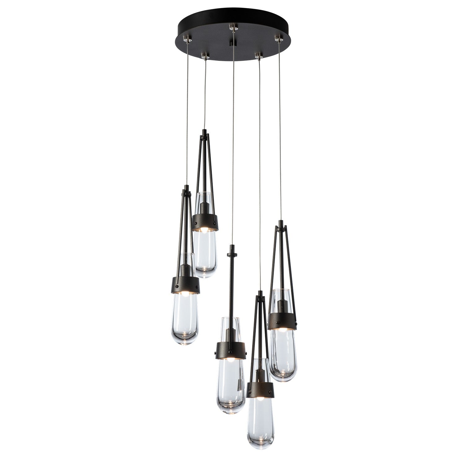 Hubbardton Forge - 131127-SKT-STND-14-ZM0434 - Link 5-Light Clear Glass Pendant - Link - Oil Rubbed Bronze