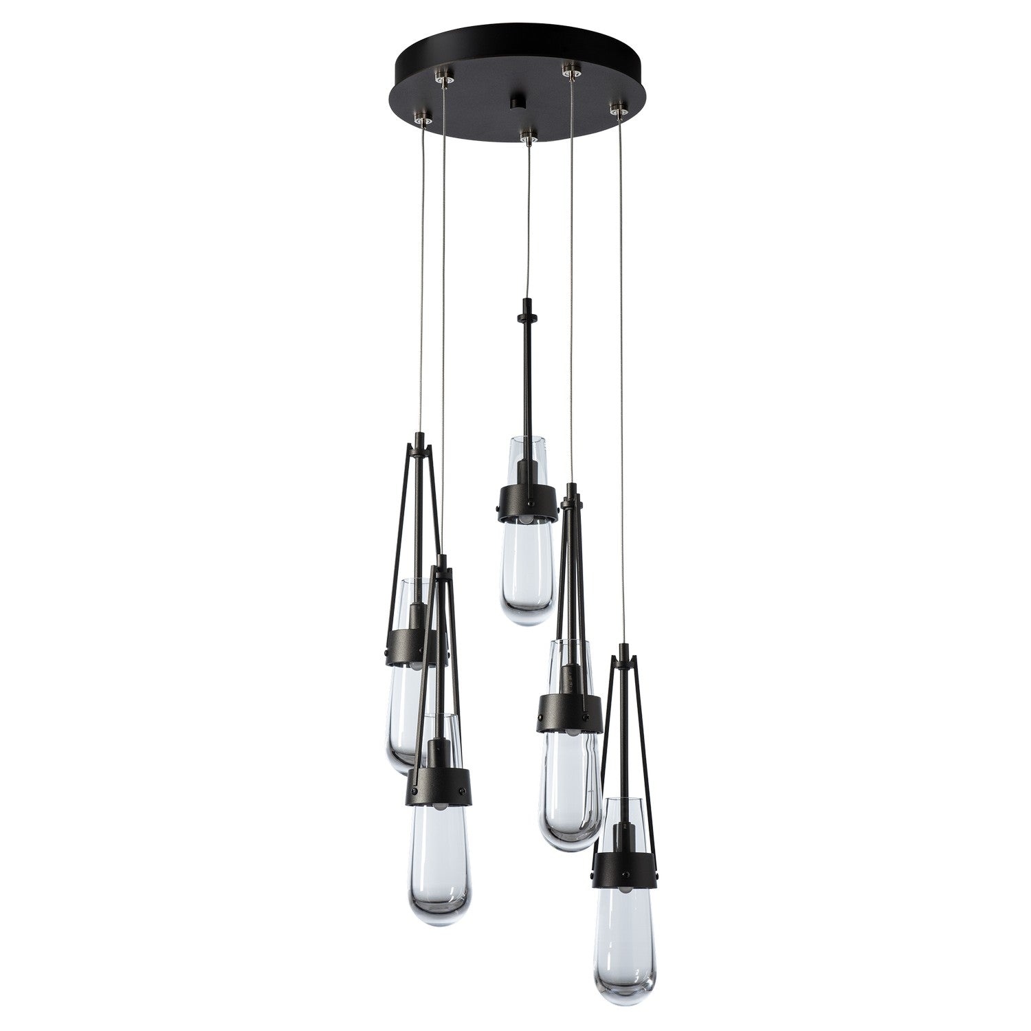 Hubbardton Forge - 131127-SKT-STND-14-ZM0434 - Link 5-Light Clear Glass Pendant - Link - Oil Rubbed Bronze