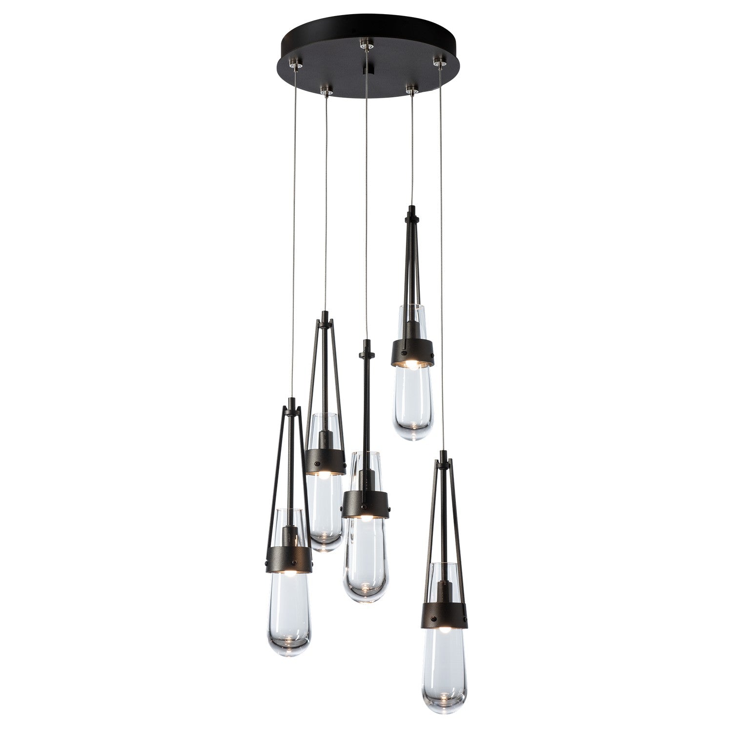Hubbardton Forge - 131127-SKT-STND-14-ZM0434 - Link 5-Light Clear Glass Pendant - Link - Oil Rubbed Bronze