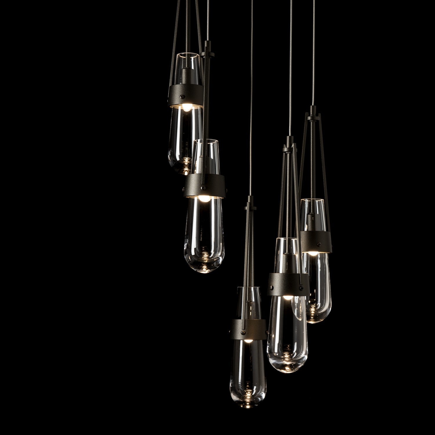 Hubbardton Forge - 131127-SKT-STND-14-ZM0434 - Link 5-Light Clear Glass Pendant - Link - Oil Rubbed Bronze