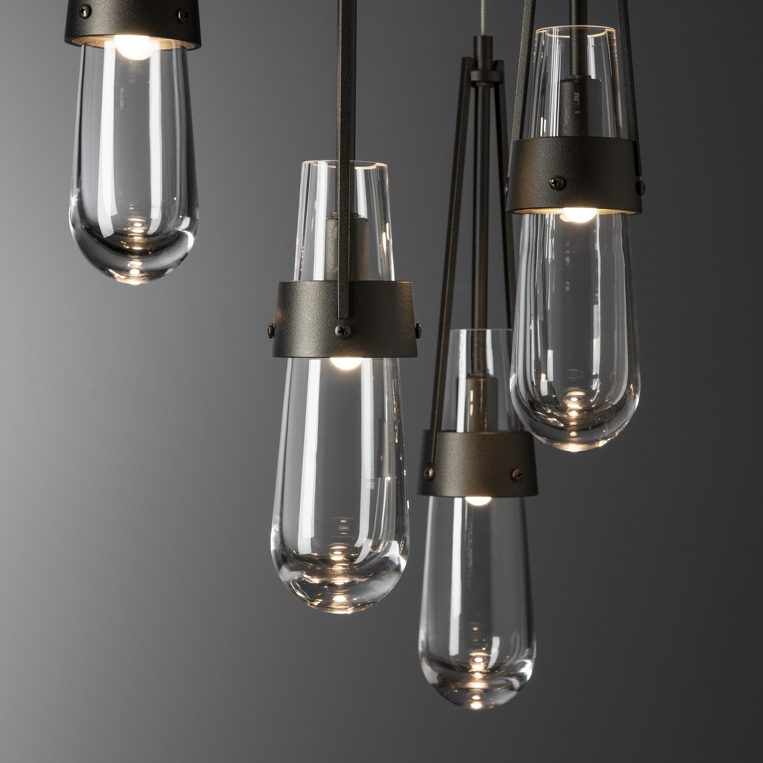 Hubbardton Forge - 131127-SKT-STND-14-ZM0434 - Link 5-Light Clear Glass Pendant - Link - Oil Rubbed Bronze