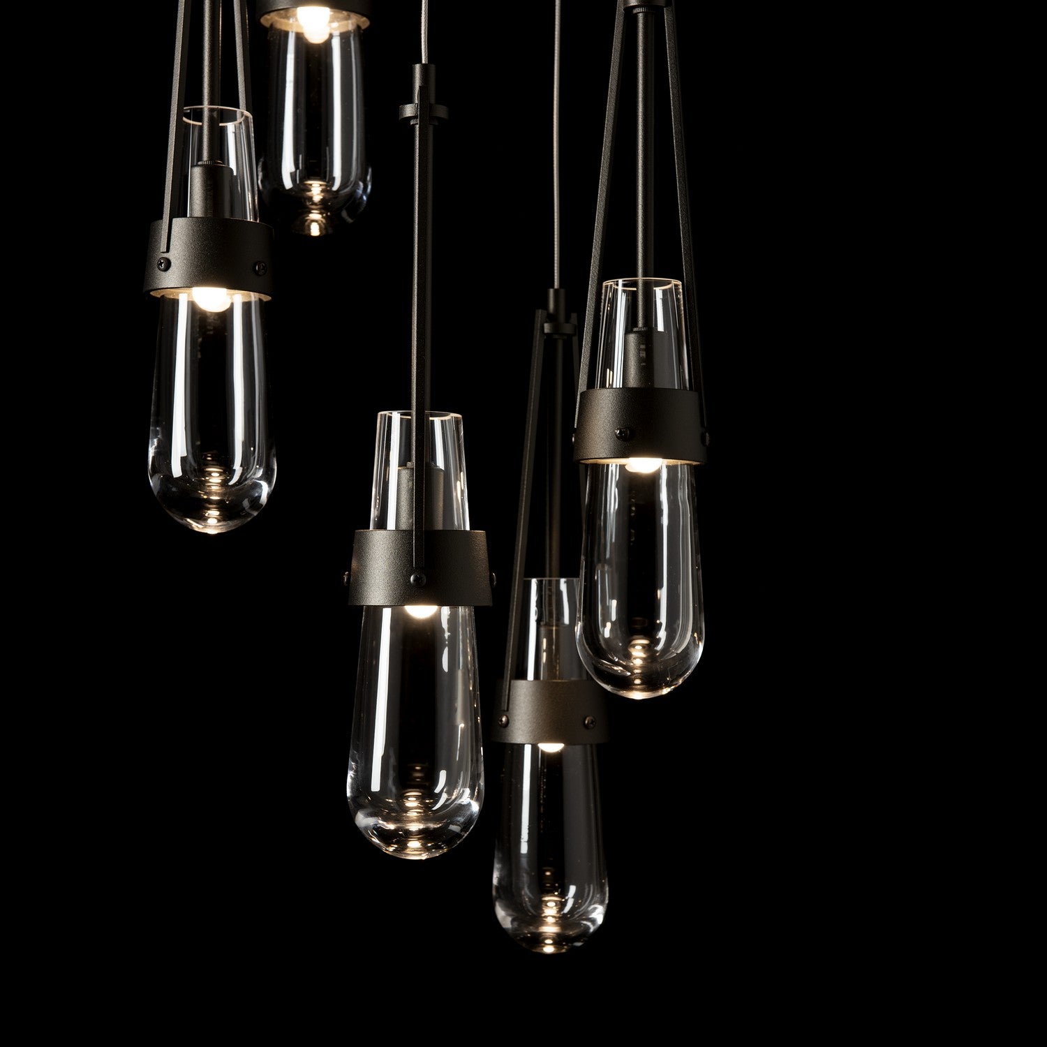 Hubbardton Forge - 131127-SKT-STND-14-ZM0434 - Link 5-Light Clear Glass Pendant - Link - Oil Rubbed Bronze