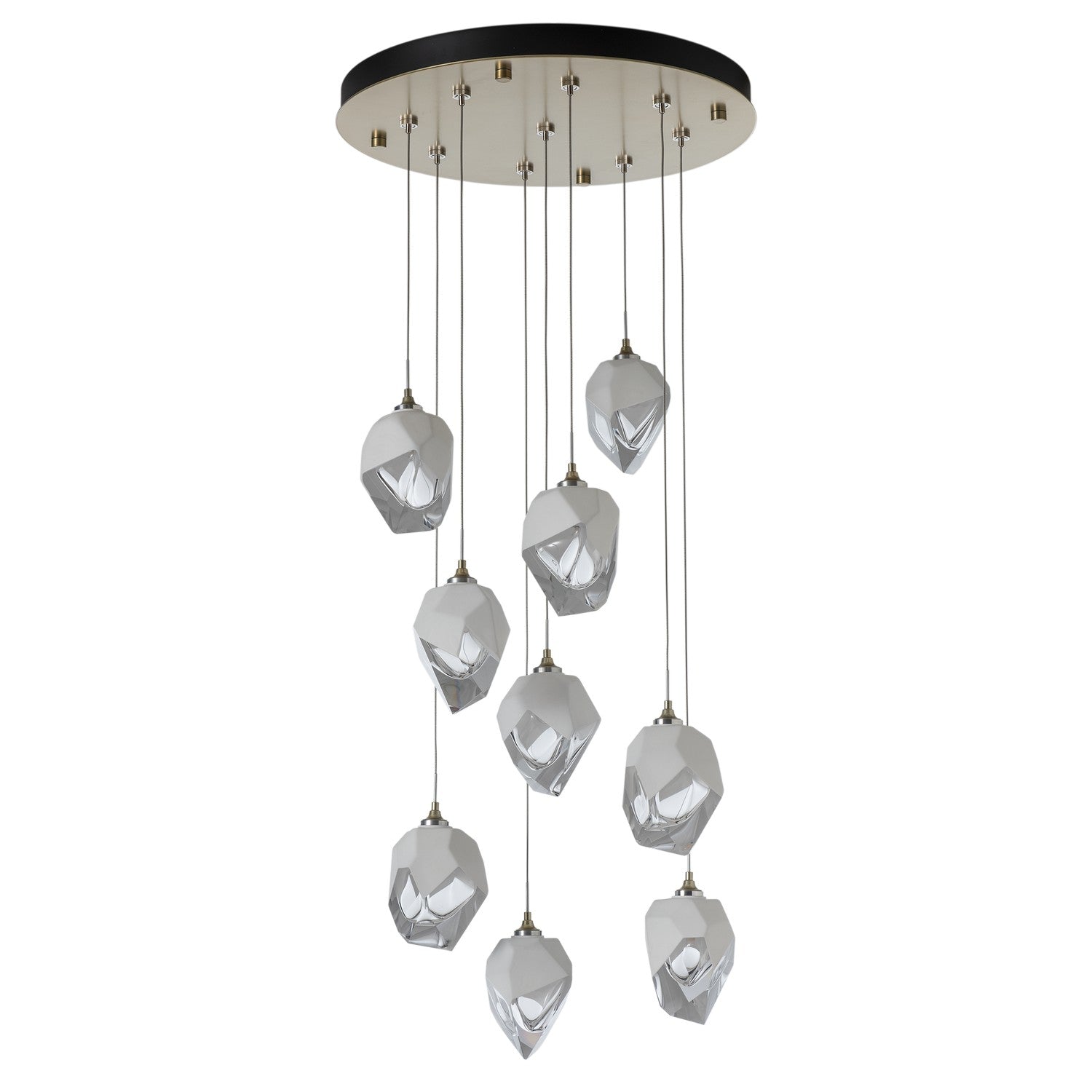 Hubbardton Forge - 131140-SKT-LONG-86-WP0754 - Chrysalis 9-Light Small Crystal Pendant - Chrysalis - Modern Brass
