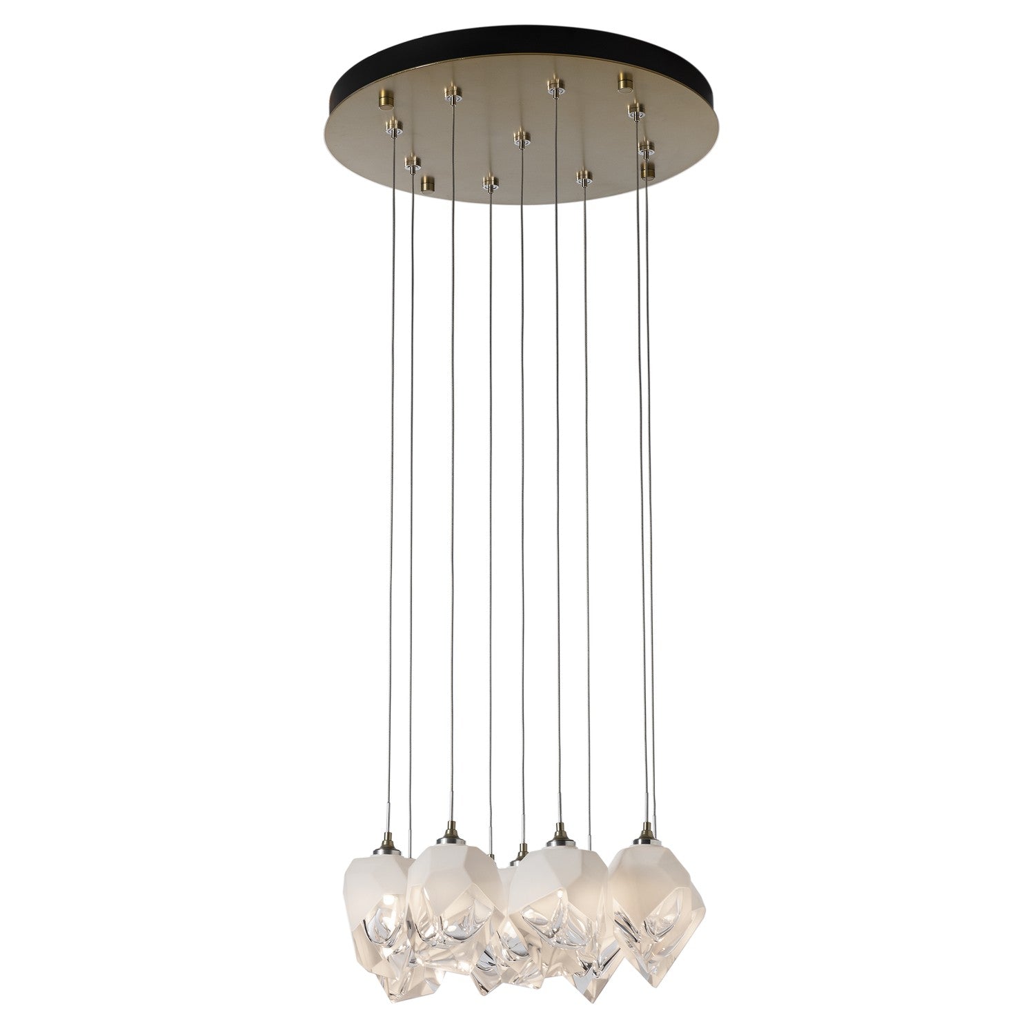 Hubbardton Forge - 131140-SKT-LONG-86-WP0754 - Chrysalis 9-Light Small Crystal Pendant - Chrysalis - Modern Brass