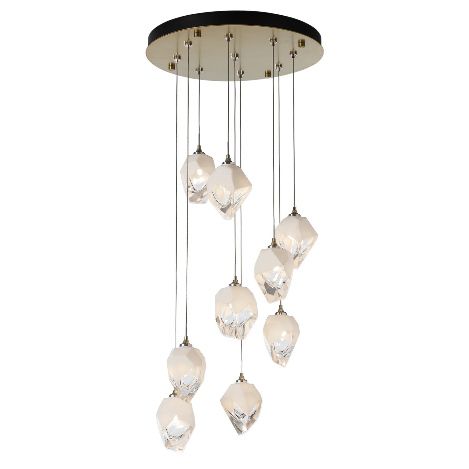 Hubbardton Forge - 131140-SKT-LONG-86-WP0754 - Chrysalis 9-Light Small Crystal Pendant - Chrysalis - Modern Brass