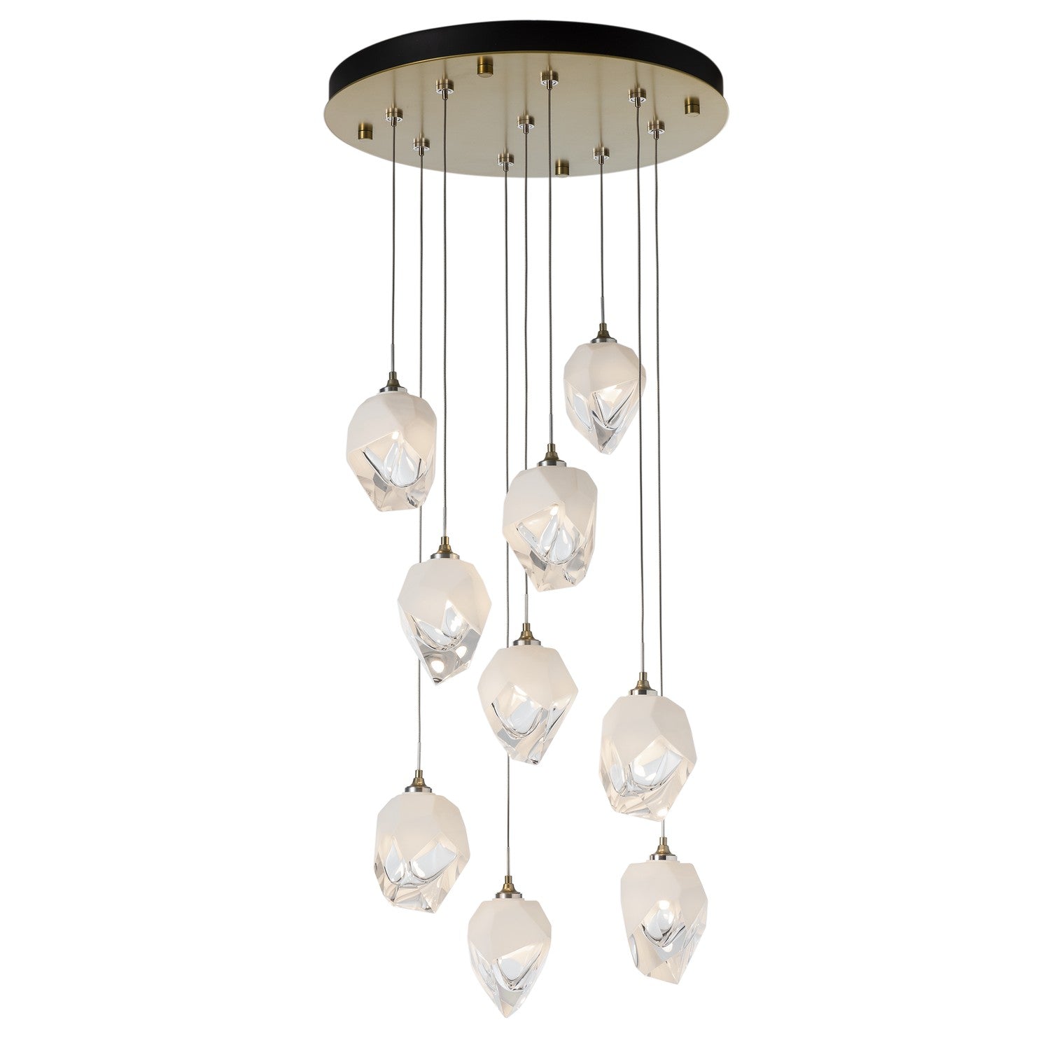 Hubbardton Forge - 131140-SKT-LONG-86-WP0754 - Chrysalis 9-Light Small Crystal Pendant - Chrysalis - Modern Brass