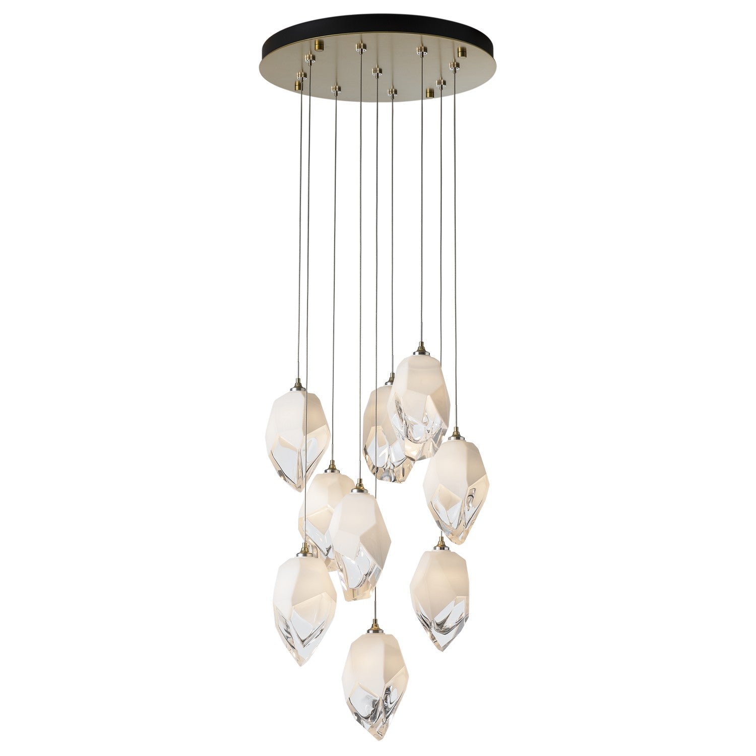 Hubbardton Forge - 131140-SKT-LONG-86-WP0754 - Chrysalis 9-Light Small Crystal Pendant - Chrysalis - Modern Brass