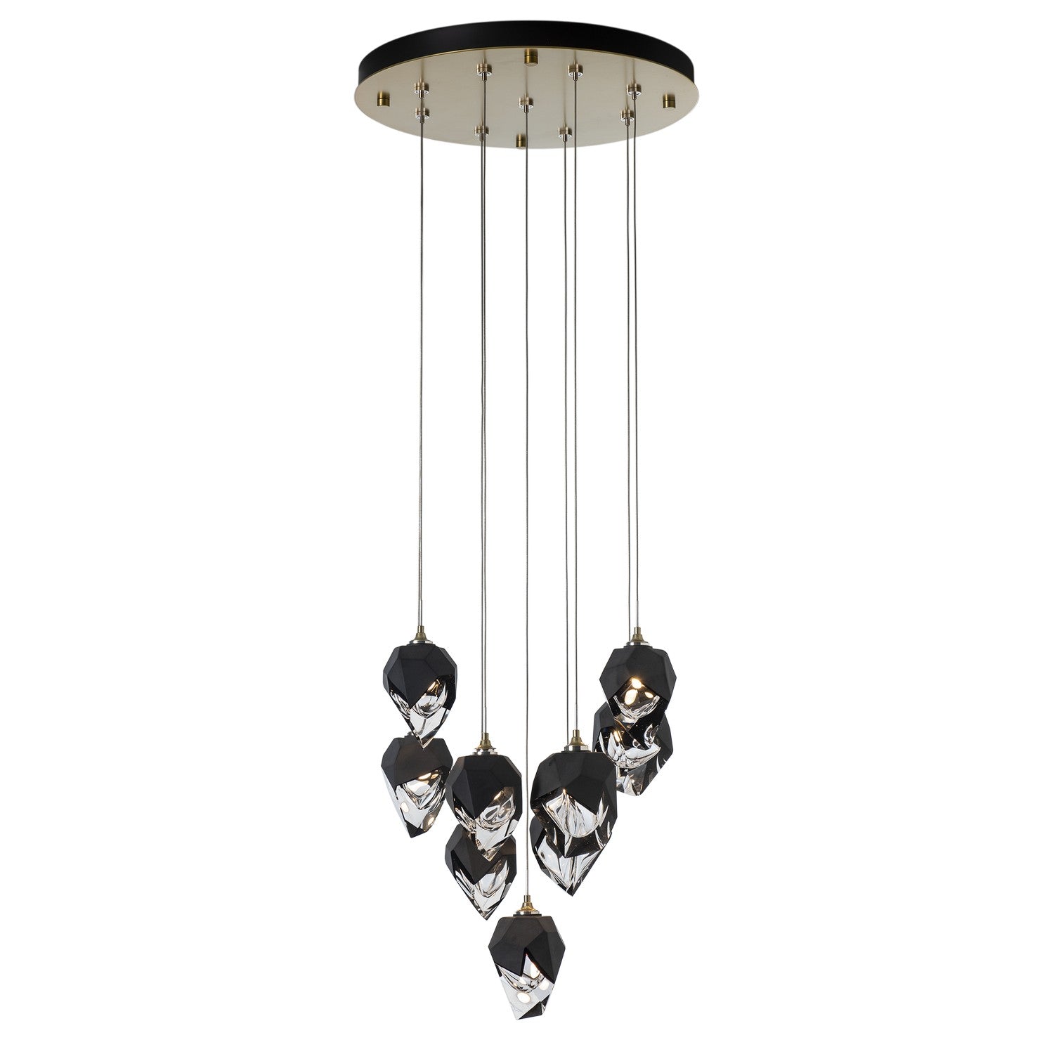 Hubbardton Forge - 131140-SKT-LONG-86-BP0754 - Chrysalis 9-Light Small Crystal Pendant - Chrysalis - Modern Brass