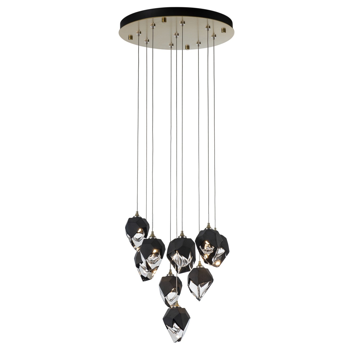 Hubbardton Forge - 131140-SKT-LONG-86-BP0754 - Chrysalis 9-Light Small Crystal Pendant - Chrysalis - Modern Brass