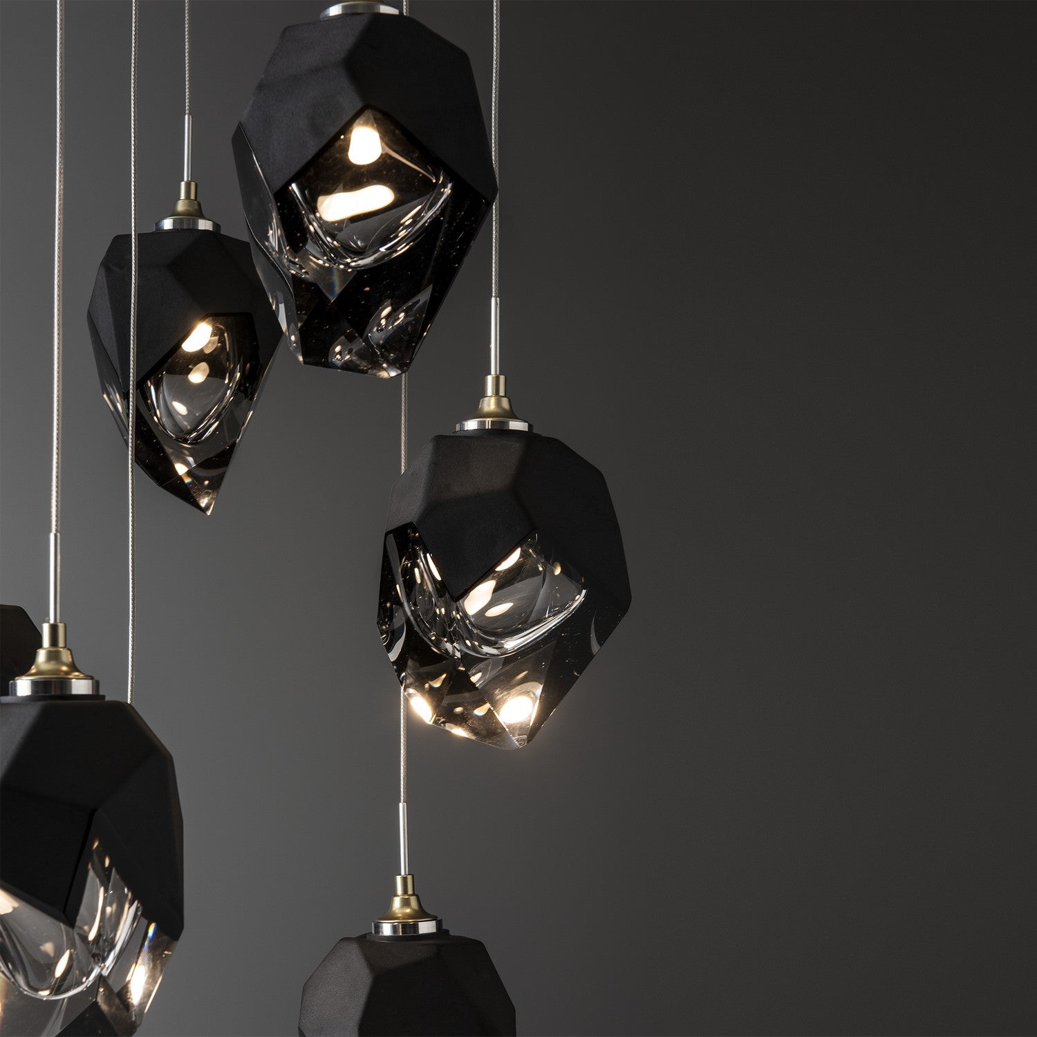Hubbardton Forge - 131140-SKT-LONG-86-BP0754 - Chrysalis 9-Light Small Crystal Pendant - Chrysalis - Modern Brass