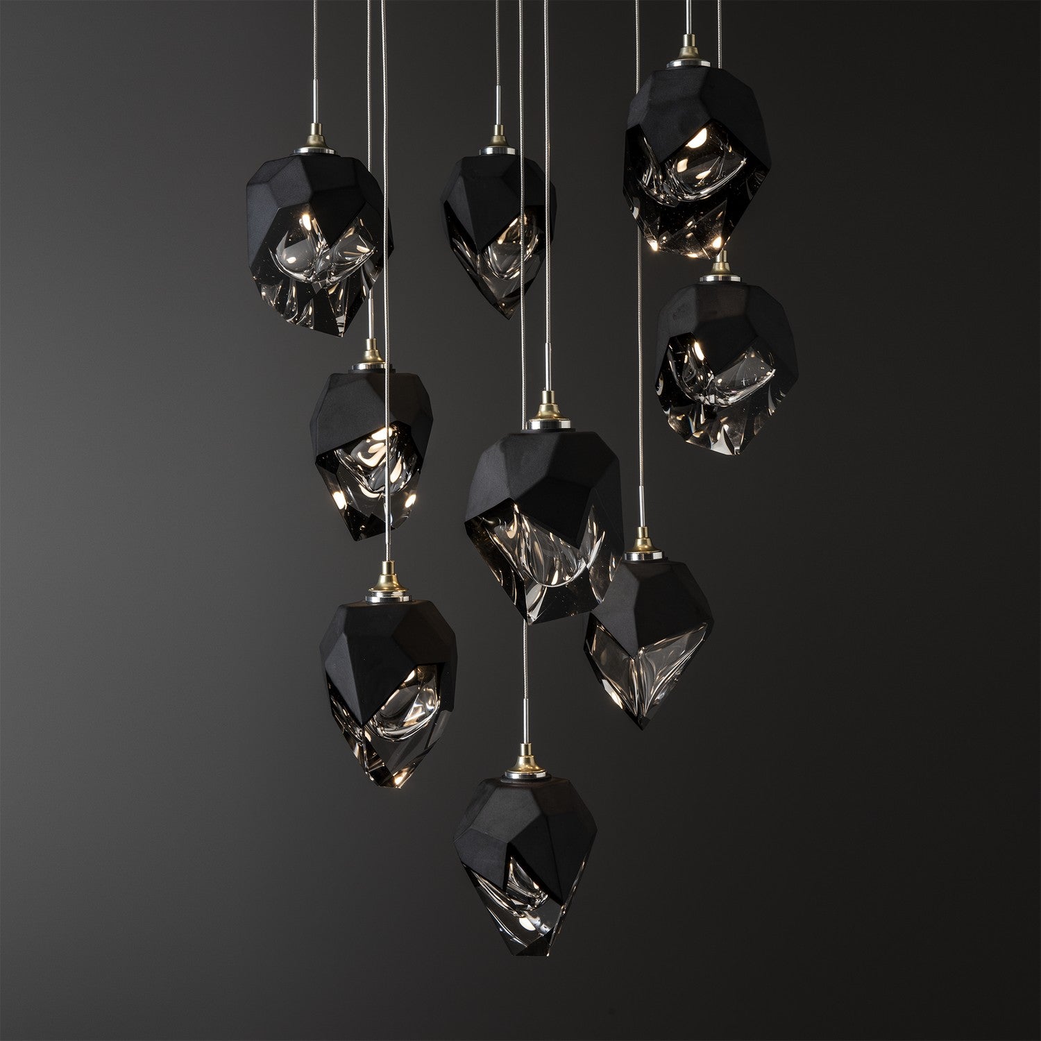 Hubbardton Forge - 131140-SKT-LONG-86-BP0754 - Chrysalis 9-Light Small Crystal Pendant - Chrysalis - Modern Brass