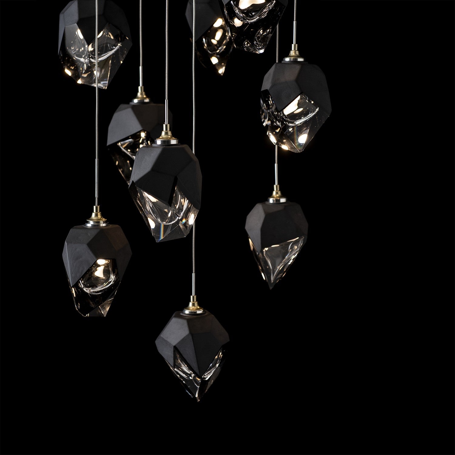 Hubbardton Forge - 131140-SKT-LONG-86-BP0754 - Chrysalis 9-Light Small Crystal Pendant - Chrysalis - Modern Brass