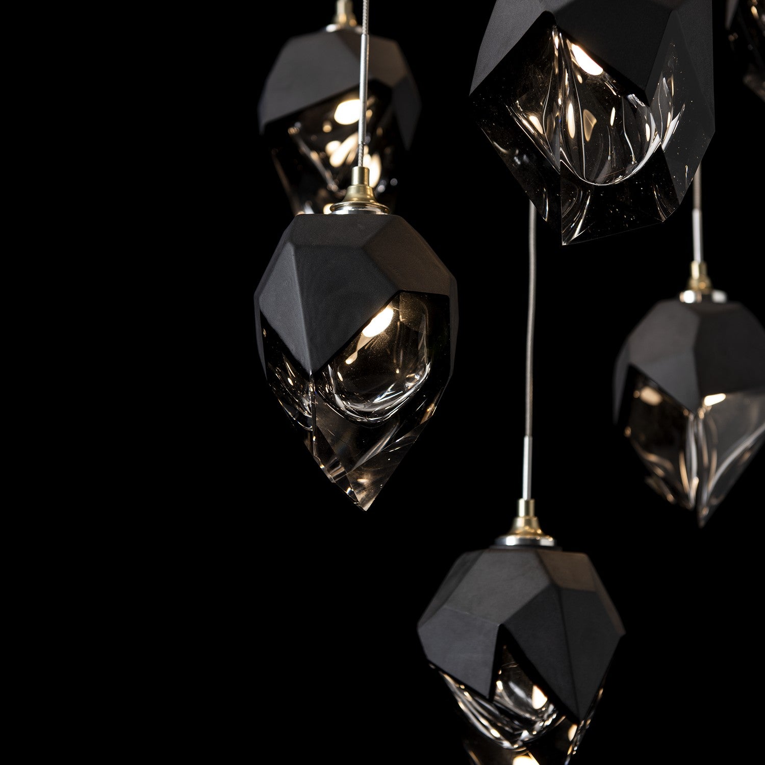 Hubbardton Forge - 131140-SKT-LONG-86-BP0754 - Chrysalis 9-Light Small Crystal Pendant - Chrysalis - Modern Brass