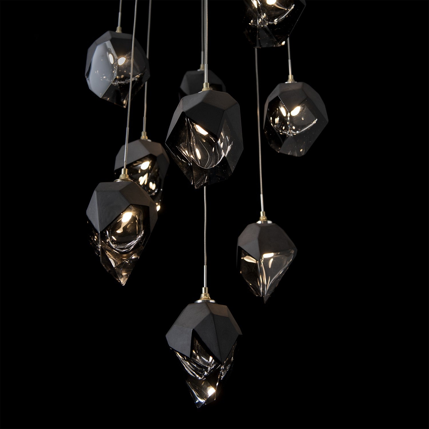 Hubbardton Forge - 131140-SKT-LONG-86-BP0754 - Chrysalis 9-Light Small Crystal Pendant - Chrysalis - Modern Brass