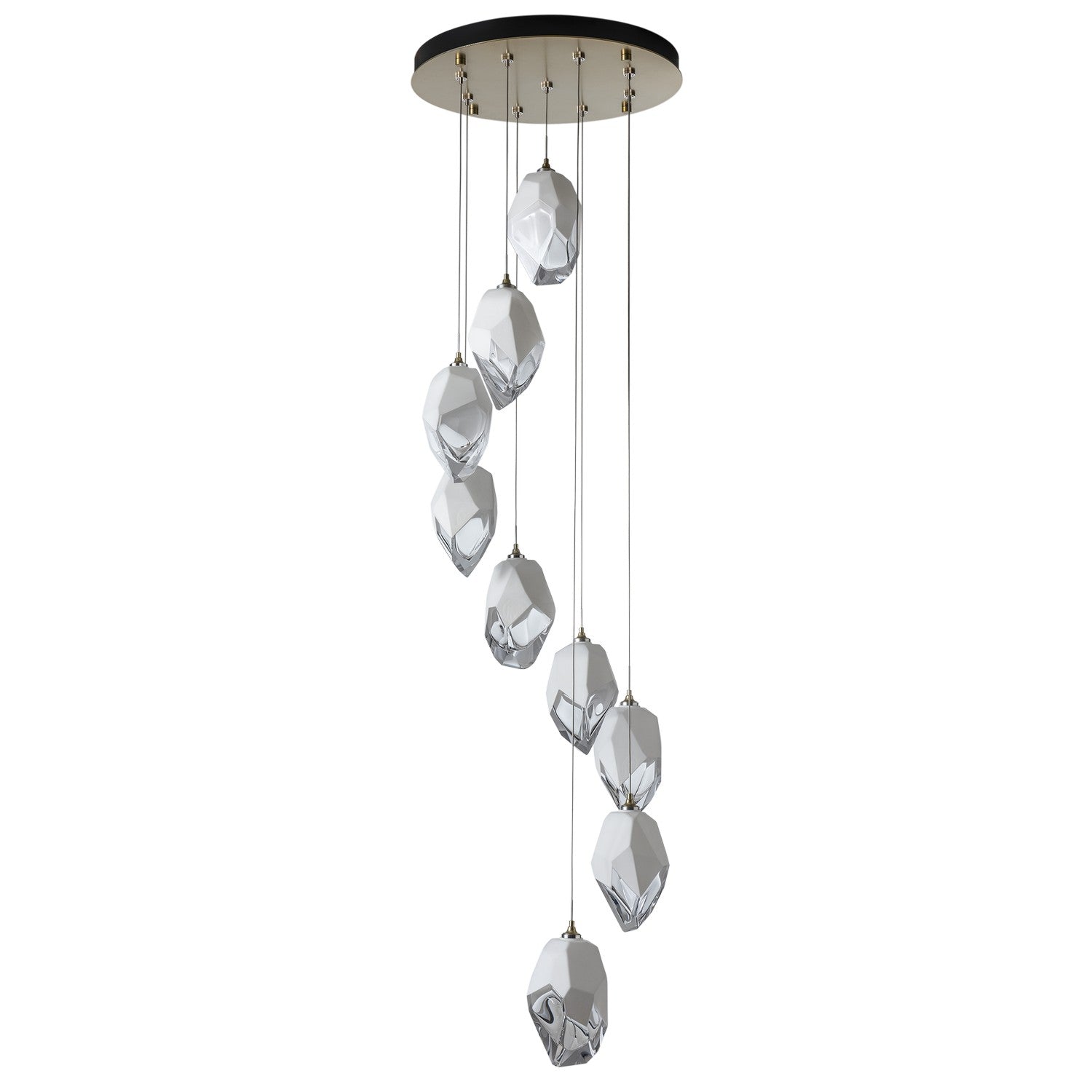 Hubbardton Forge - 131141-SKT-LONG-86-WP0755 - Chrysalis 9-Light Large Crystal Pendant - Chrysalis - Modern Brass