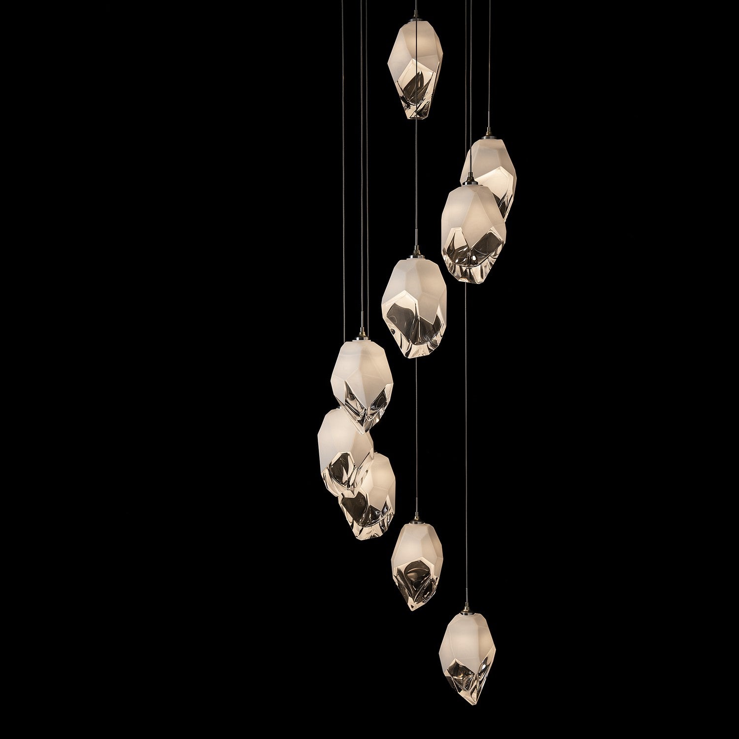 Hubbardton Forge - 131141-SKT-LONG-86-WP0755 - Chrysalis 9-Light Large Crystal Pendant - Chrysalis - Modern Brass