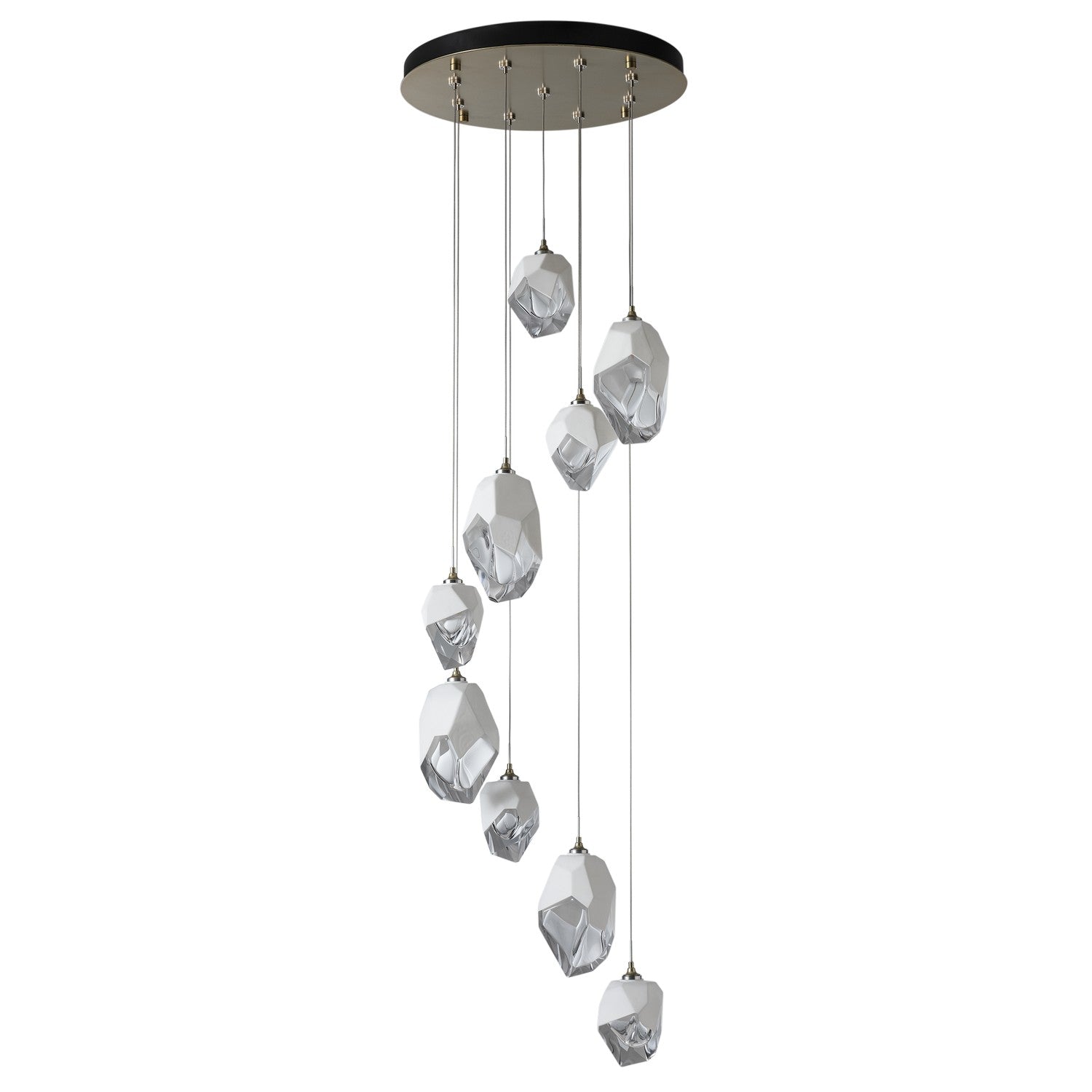 Hubbardton Forge - 131142-SKT-LONG-86-WP0756 - Chrysalis 9-Light Mixed Crystal Pendant - Chrysalis - Modern Brass