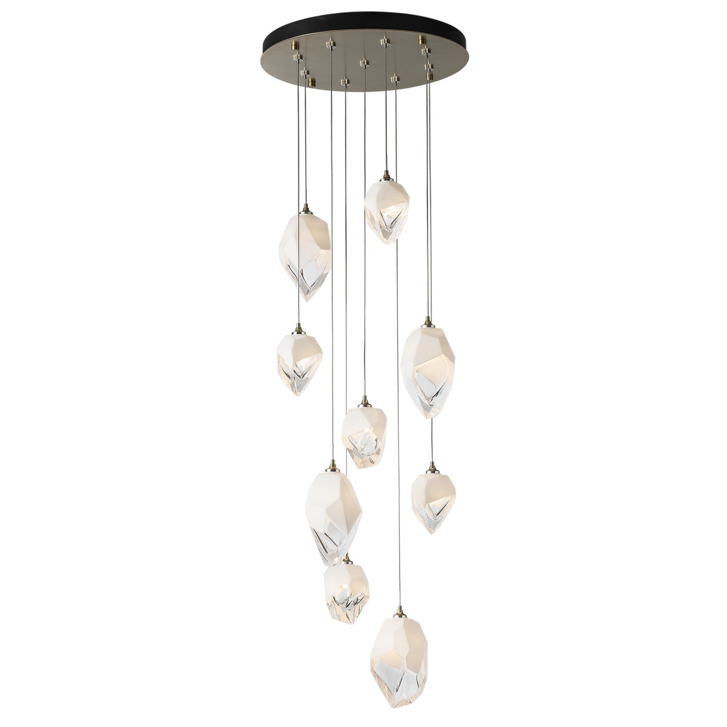 Hubbardton Forge - 131142-SKT-LONG-86-WP0756 - Chrysalis 9-Light Mixed Crystal Pendant - Chrysalis - Modern Brass