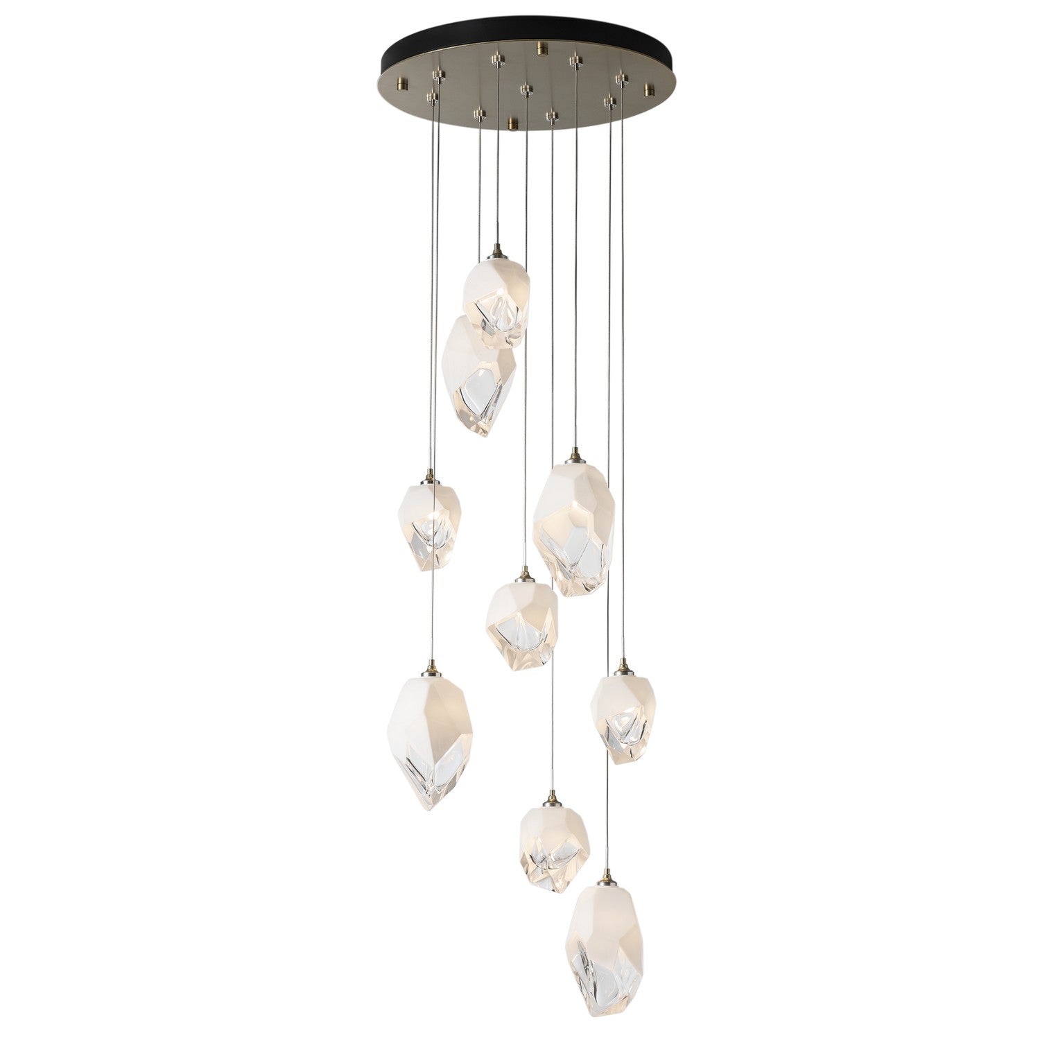 Hubbardton Forge - 131142-SKT-LONG-86-WP0756 - Chrysalis 9-Light Mixed Crystal Pendant - Chrysalis - Modern Brass