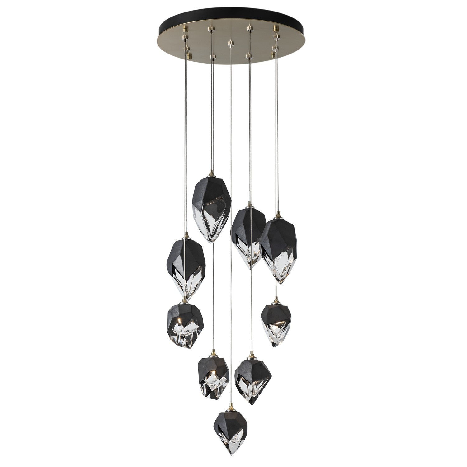 Hubbardton Forge - 131142-SKT-LONG-86-BP0756 - Chrysalis 9-Light Mixed Crystal Pendant - Chrysalis - Modern Brass