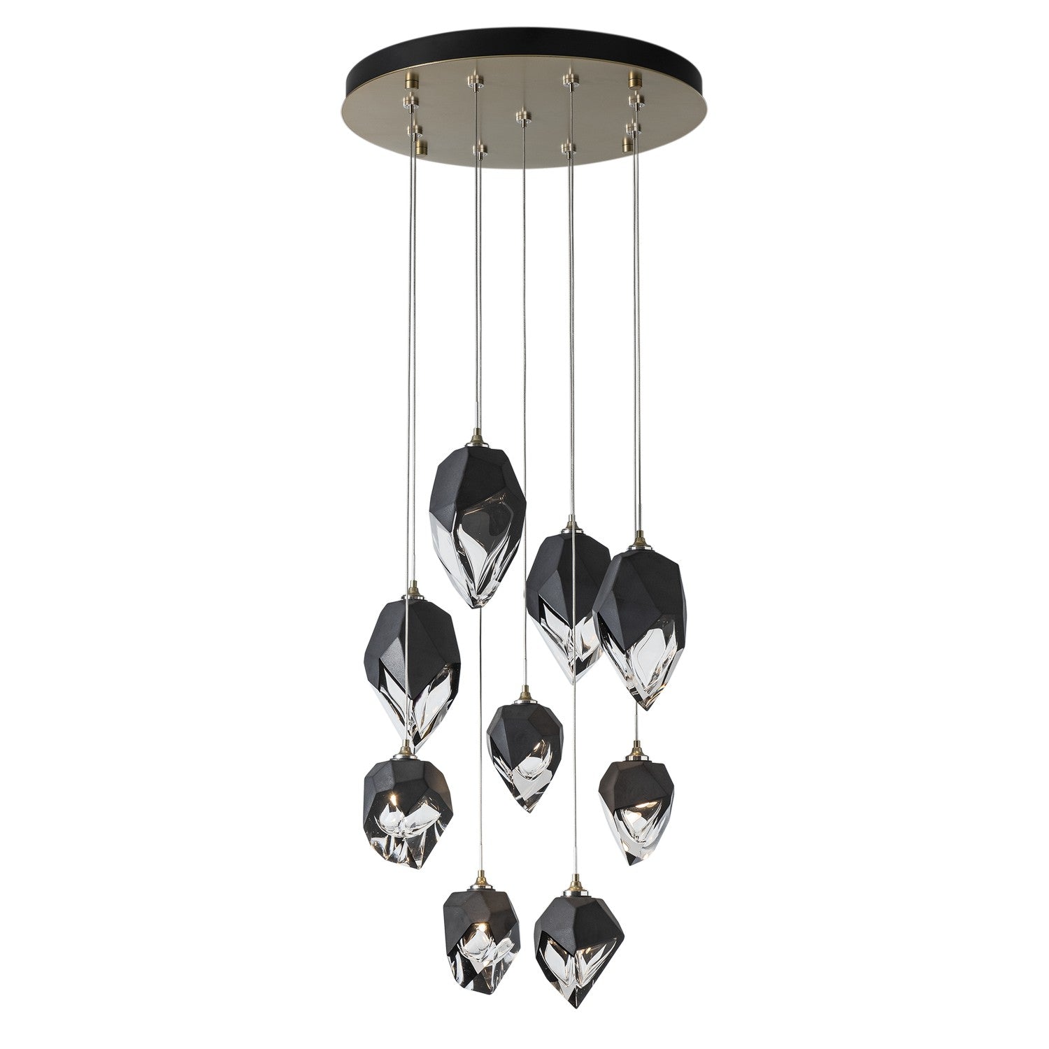 Hubbardton Forge - 131142-SKT-LONG-86-BP0756 - Chrysalis 9-Light Mixed Crystal Pendant - Chrysalis - Modern Brass