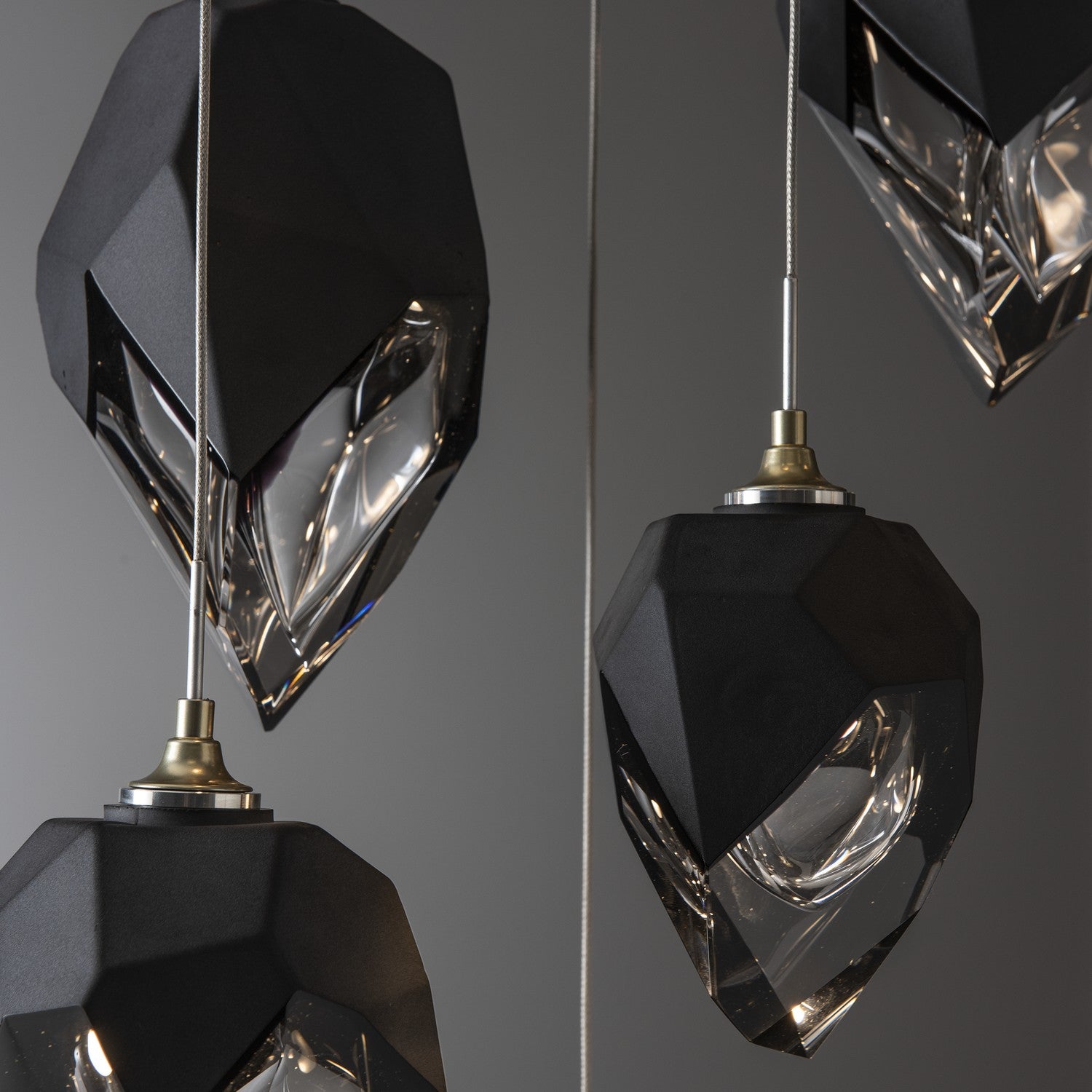 Hubbardton Forge - 131142-SKT-LONG-86-BP0756 - Chrysalis 9-Light Mixed Crystal Pendant - Chrysalis - Modern Brass