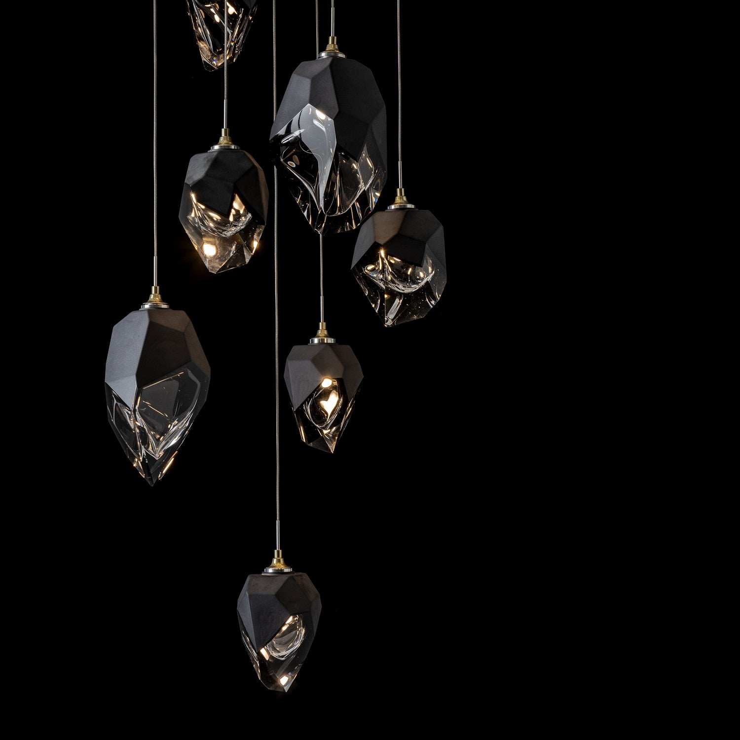 Hubbardton Forge - 131142-SKT-LONG-86-BP0756 - Chrysalis 9-Light Mixed Crystal Pendant - Chrysalis - Modern Brass