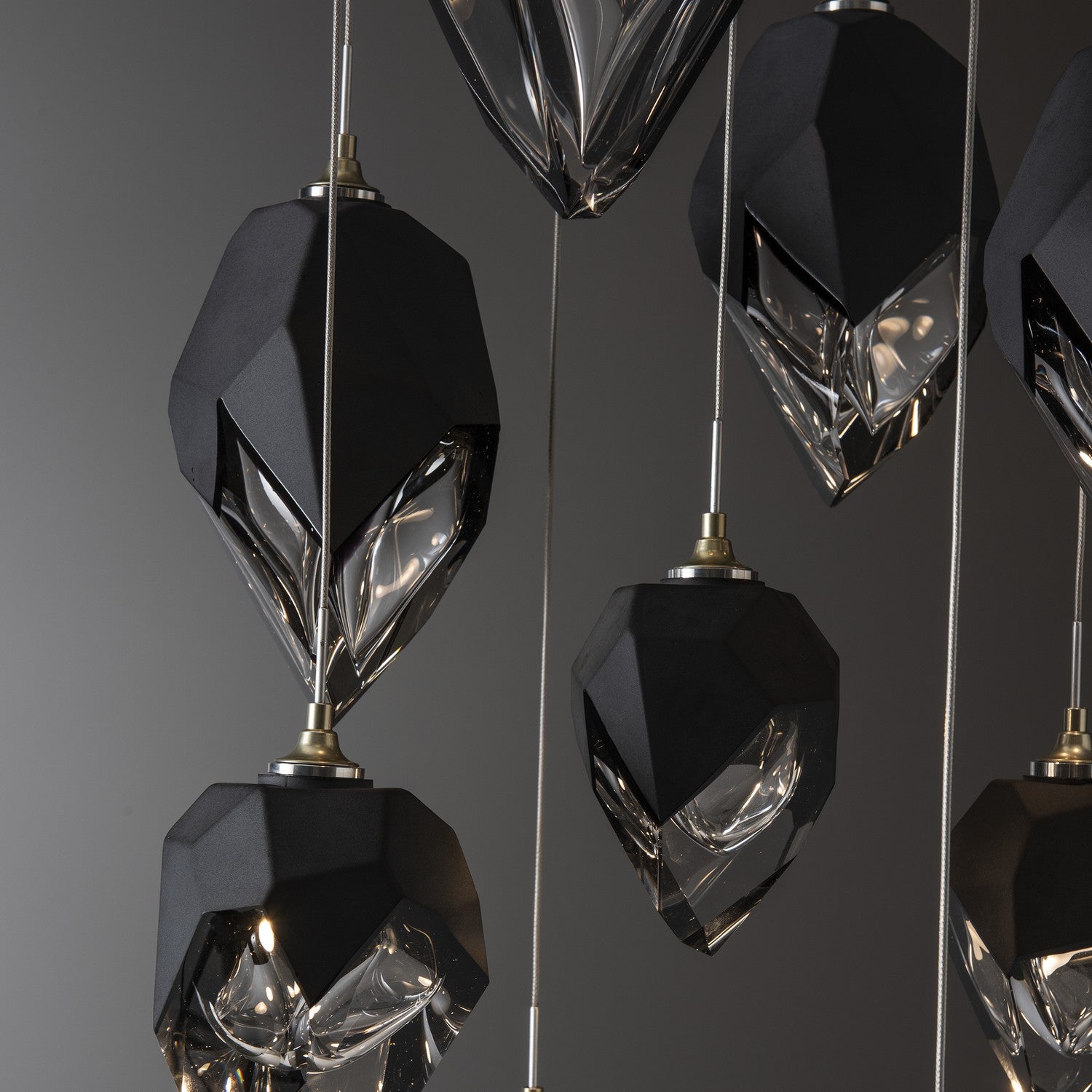 Hubbardton Forge - 131142-SKT-LONG-86-BP0756 - Chrysalis 9-Light Mixed Crystal Pendant - Chrysalis - Modern Brass