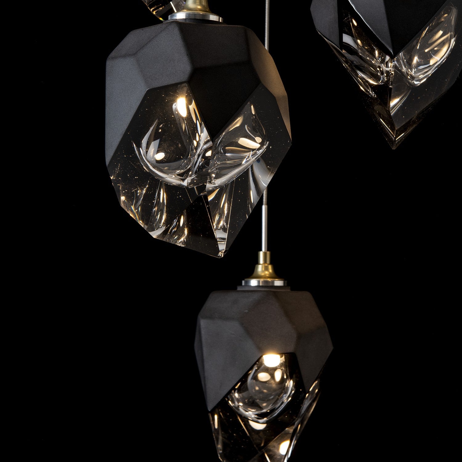 Hubbardton Forge - 131142-SKT-LONG-86-BP0756 - Chrysalis 9-Light Mixed Crystal Pendant - Chrysalis - Modern Brass