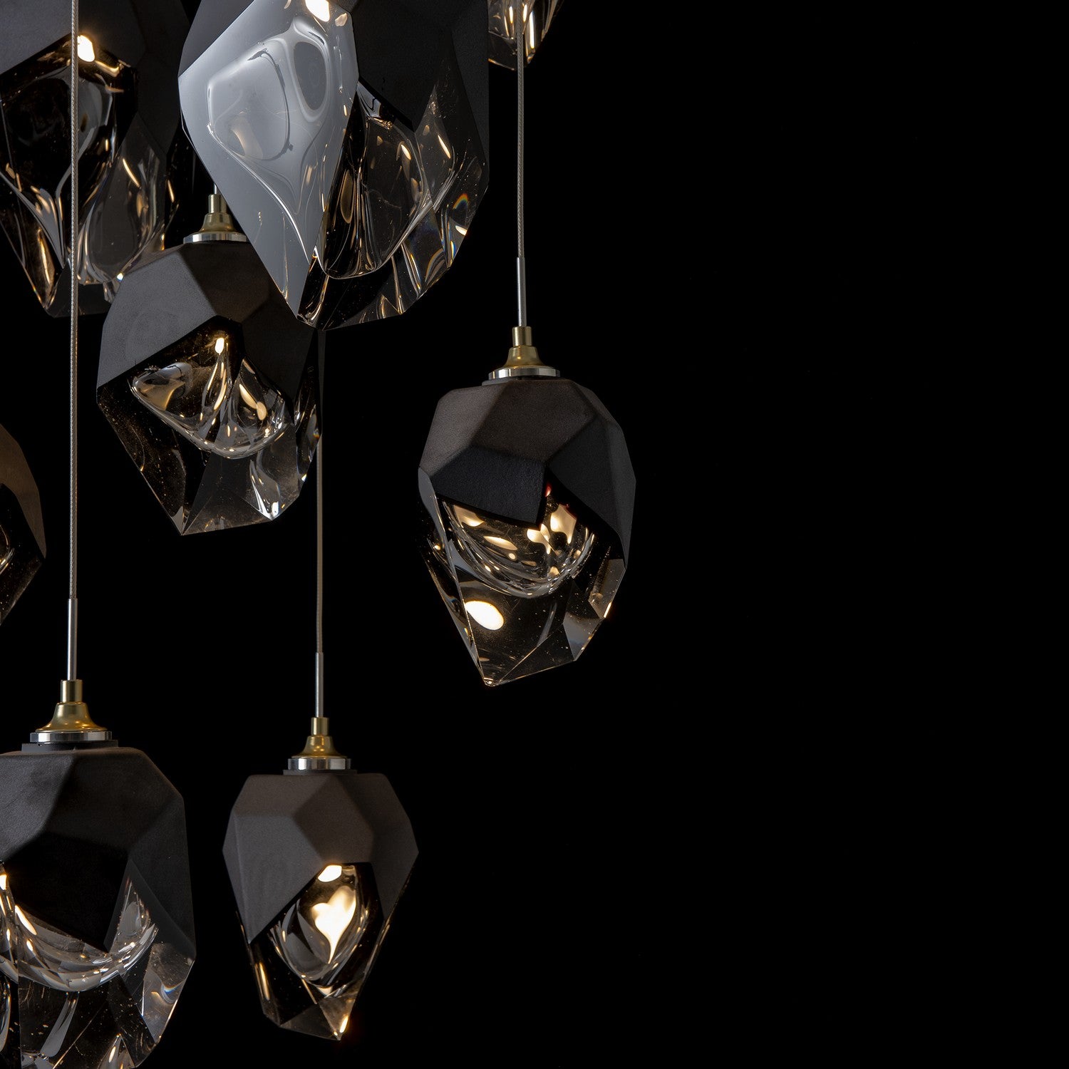Hubbardton Forge - 131142-SKT-LONG-86-BP0756 - Chrysalis 9-Light Mixed Crystal Pendant - Chrysalis - Modern Brass
