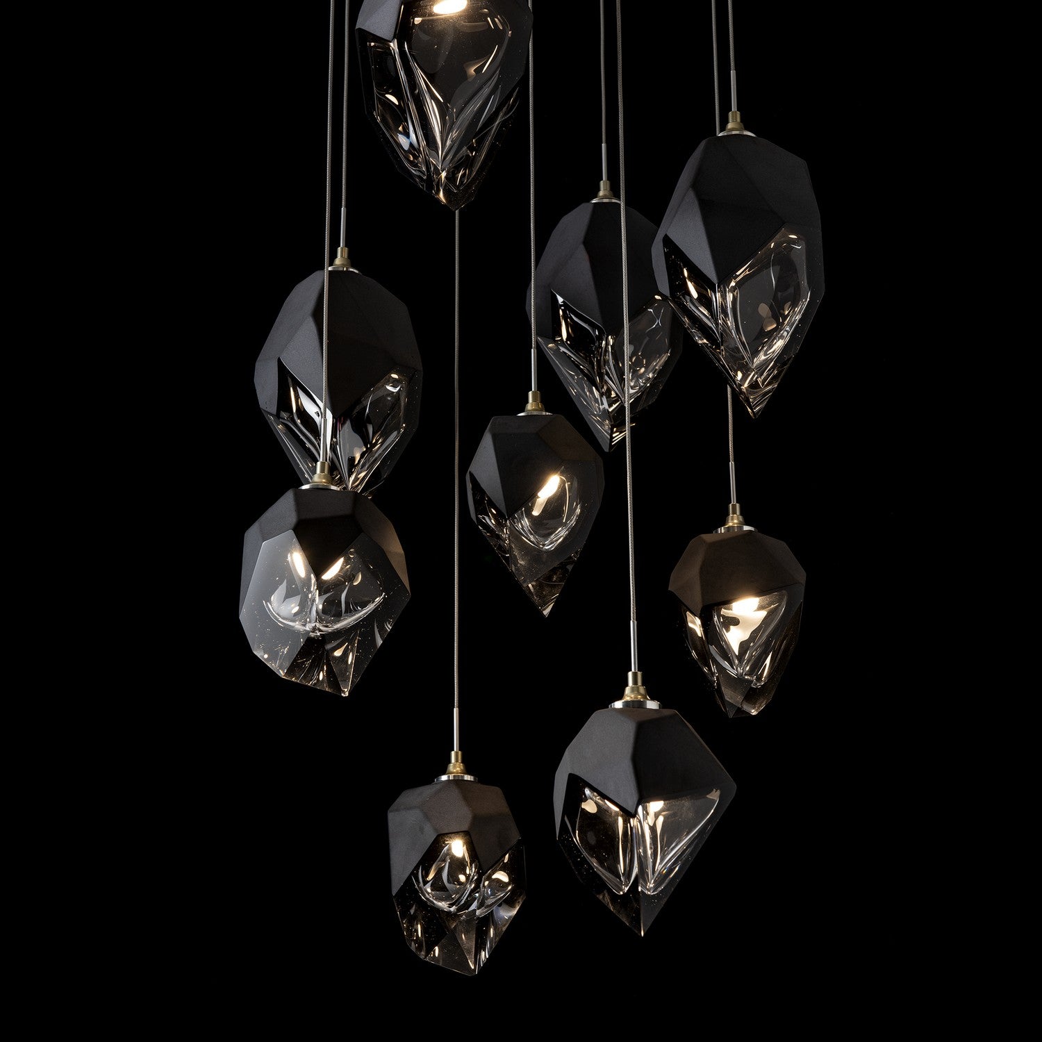 Hubbardton Forge - 131142-SKT-LONG-86-BP0756 - Chrysalis 9-Light Mixed Crystal Pendant - Chrysalis - Modern Brass