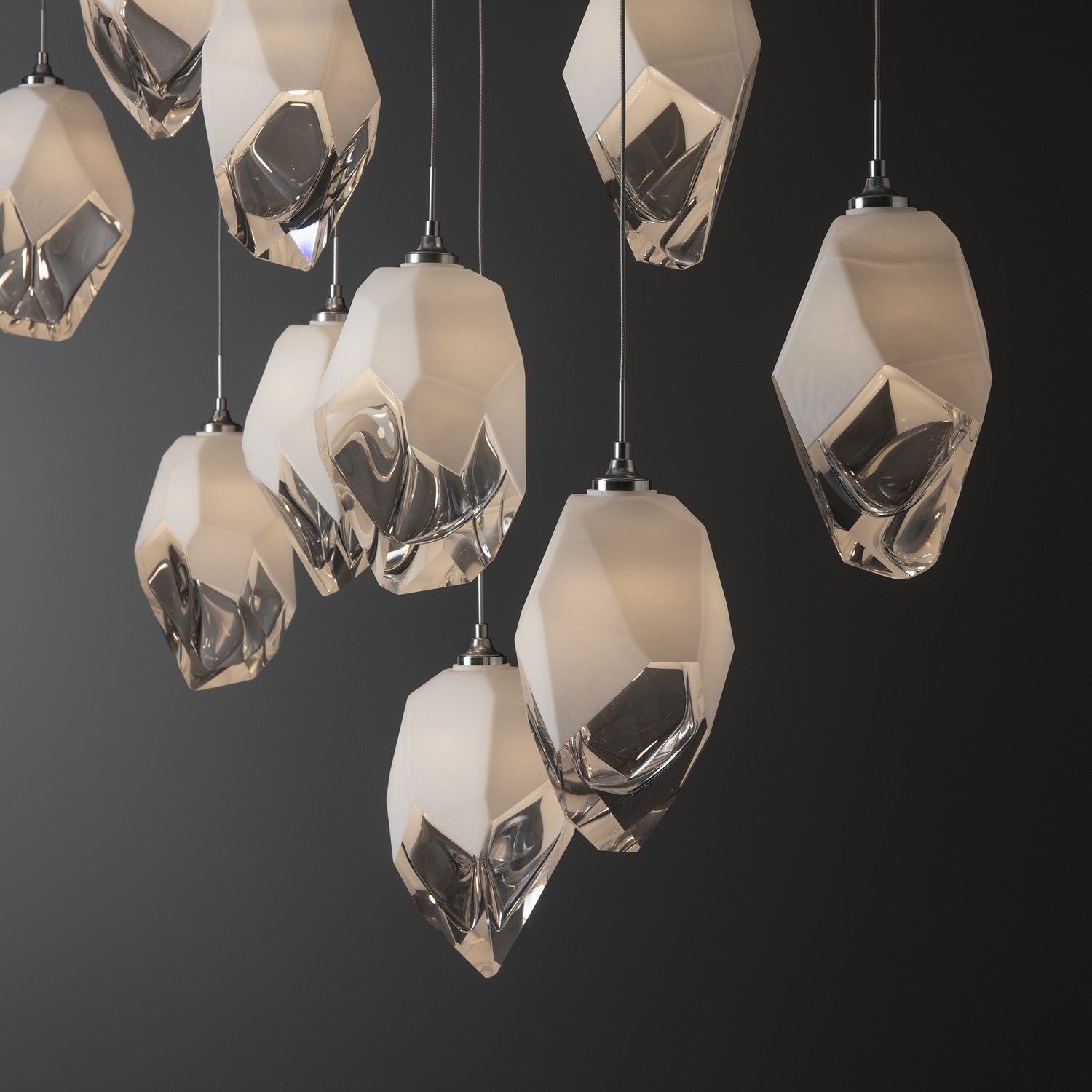 Hubbardton Forge - 131144-SKT-LONG-85-WP0755 - Chrysalis 10-Light Large Crystal Pendant - Chrysalis - Sterling