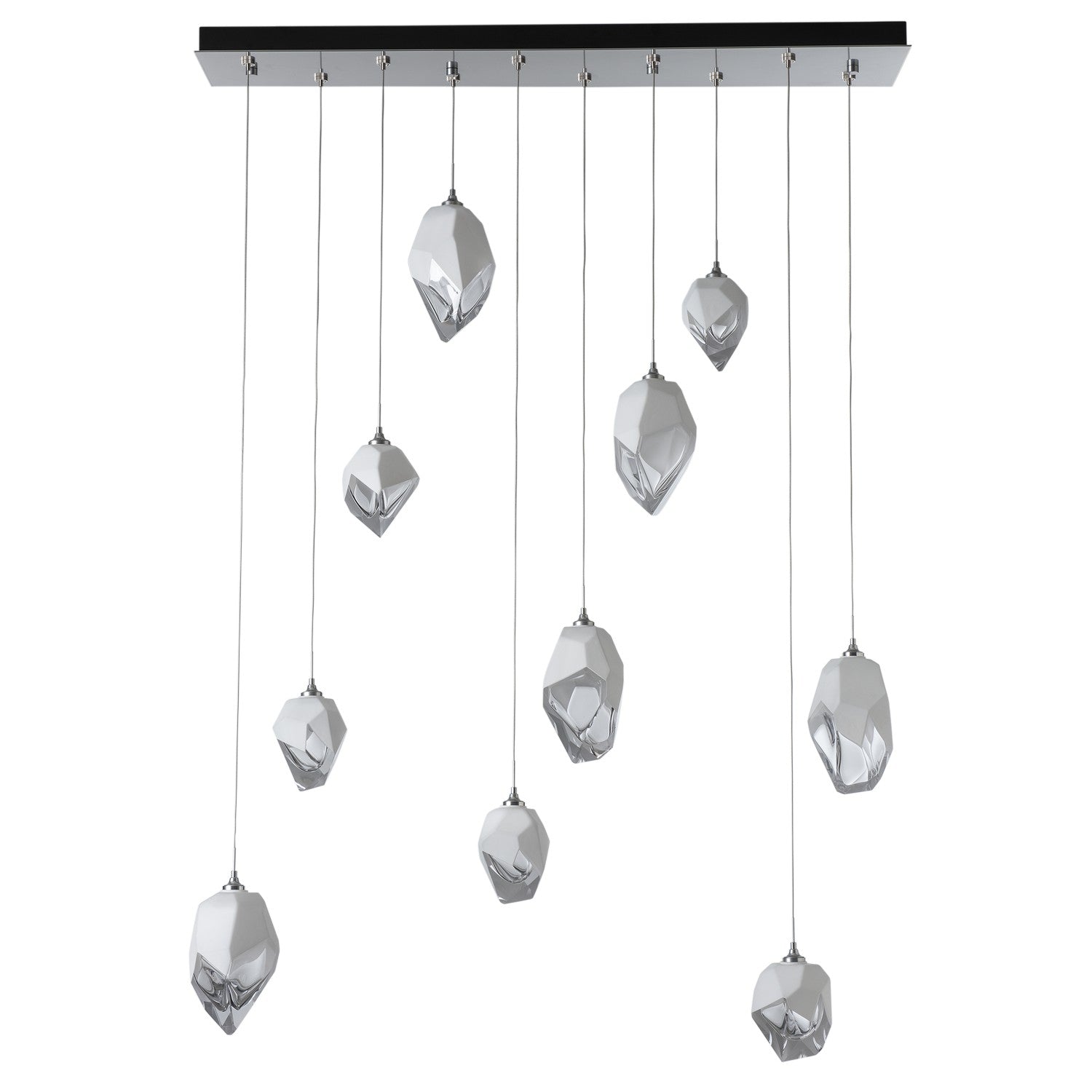 Hubbardton Forge - 131145-SKT-LONG-85-WP0756 - Chrysalis 10-Light Mixed Crystal Pendant - Chrysalis - Sterling