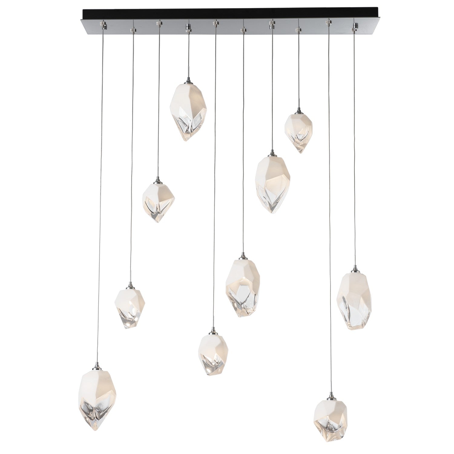 Hubbardton Forge - 131145-SKT-LONG-85-WP0756 - Chrysalis 10-Light Mixed Crystal Pendant - Chrysalis - Sterling